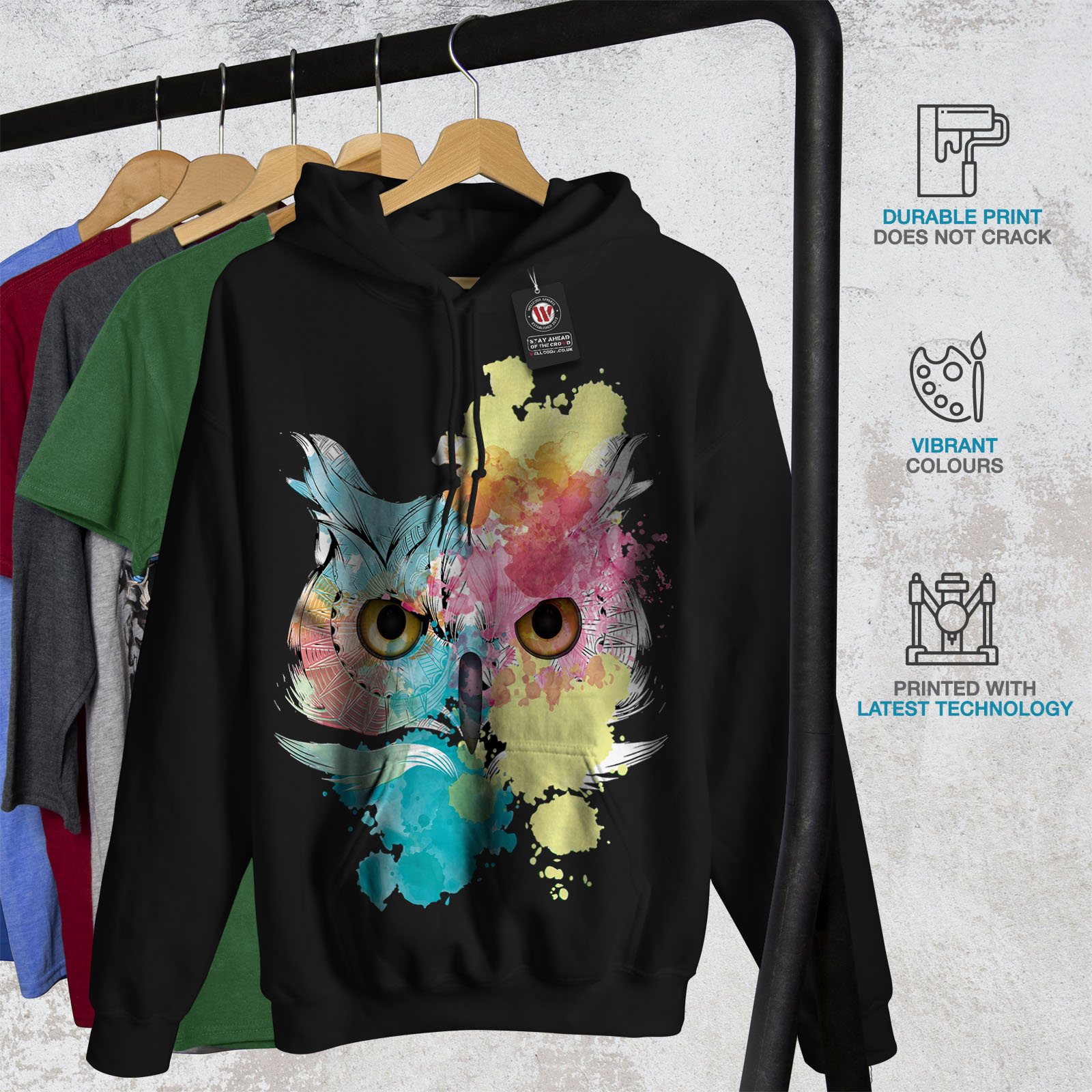 Beautiful Casual Hooded Sweatshirt Wellcoda Stylish Owl Bird Womens Hoodie