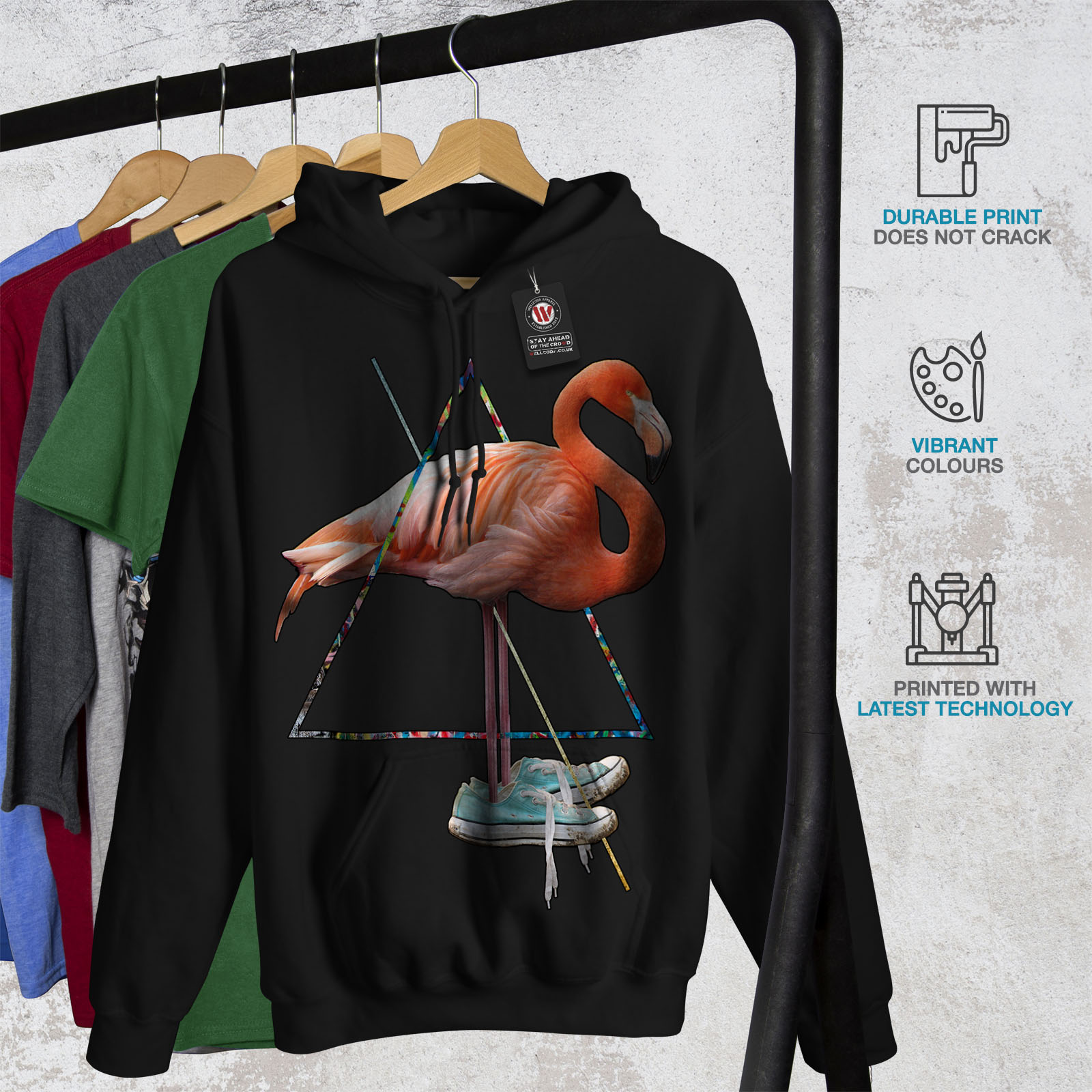 Wellcoda Flamingo Bird Shoe Womens Hoodie Sneaker Casual Hooded Sweatshirt