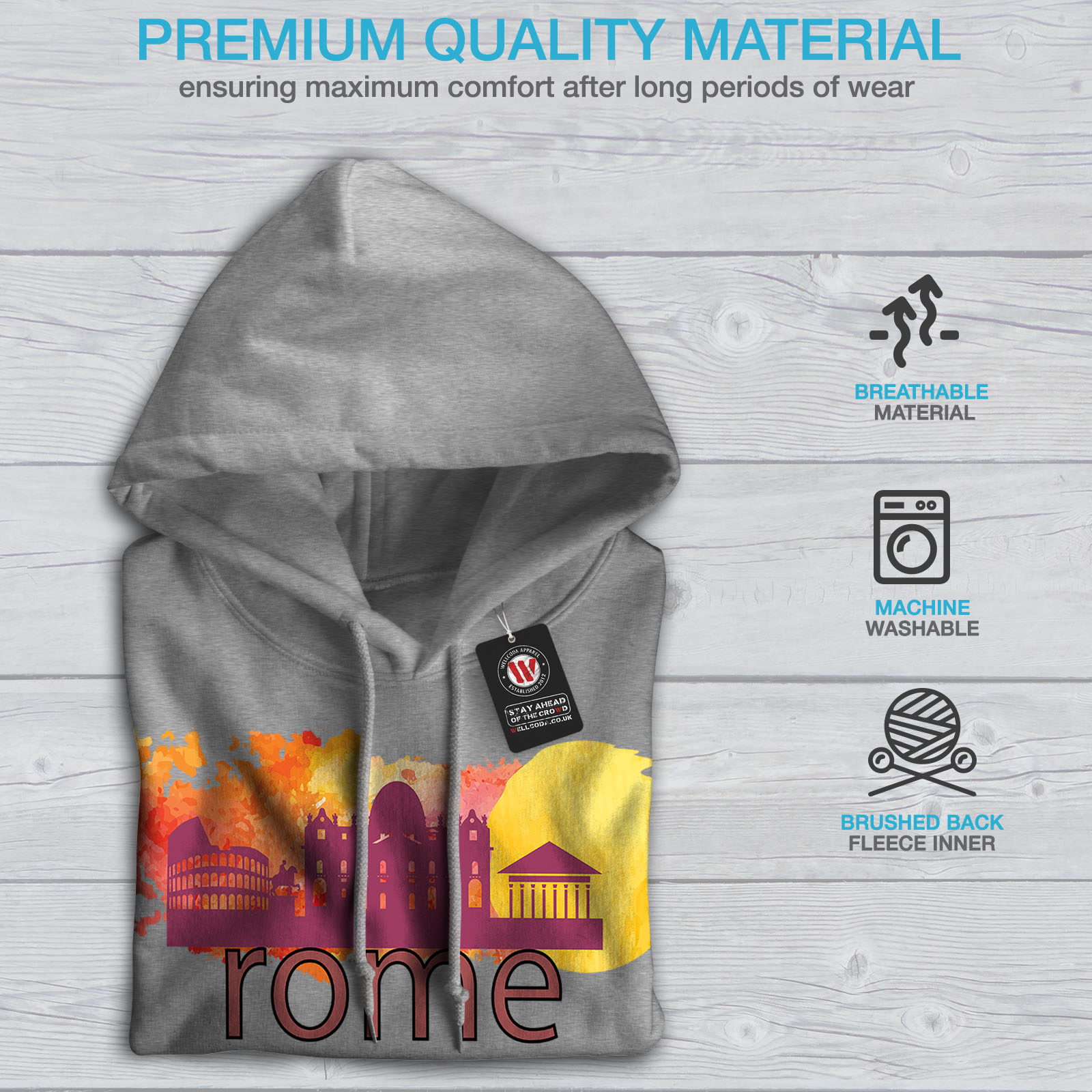 Wellcoda Rome View Womens Hoodie Tourism Casual Hooded Sweatshirt