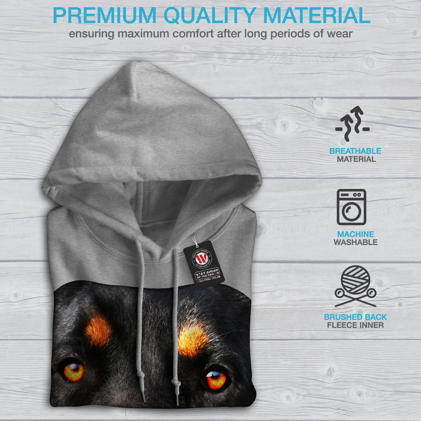 Sudadera con capucha para mujer wellcoda Rottweiler Cachorro Animal Hermoso Informal Con capucha Sudadera