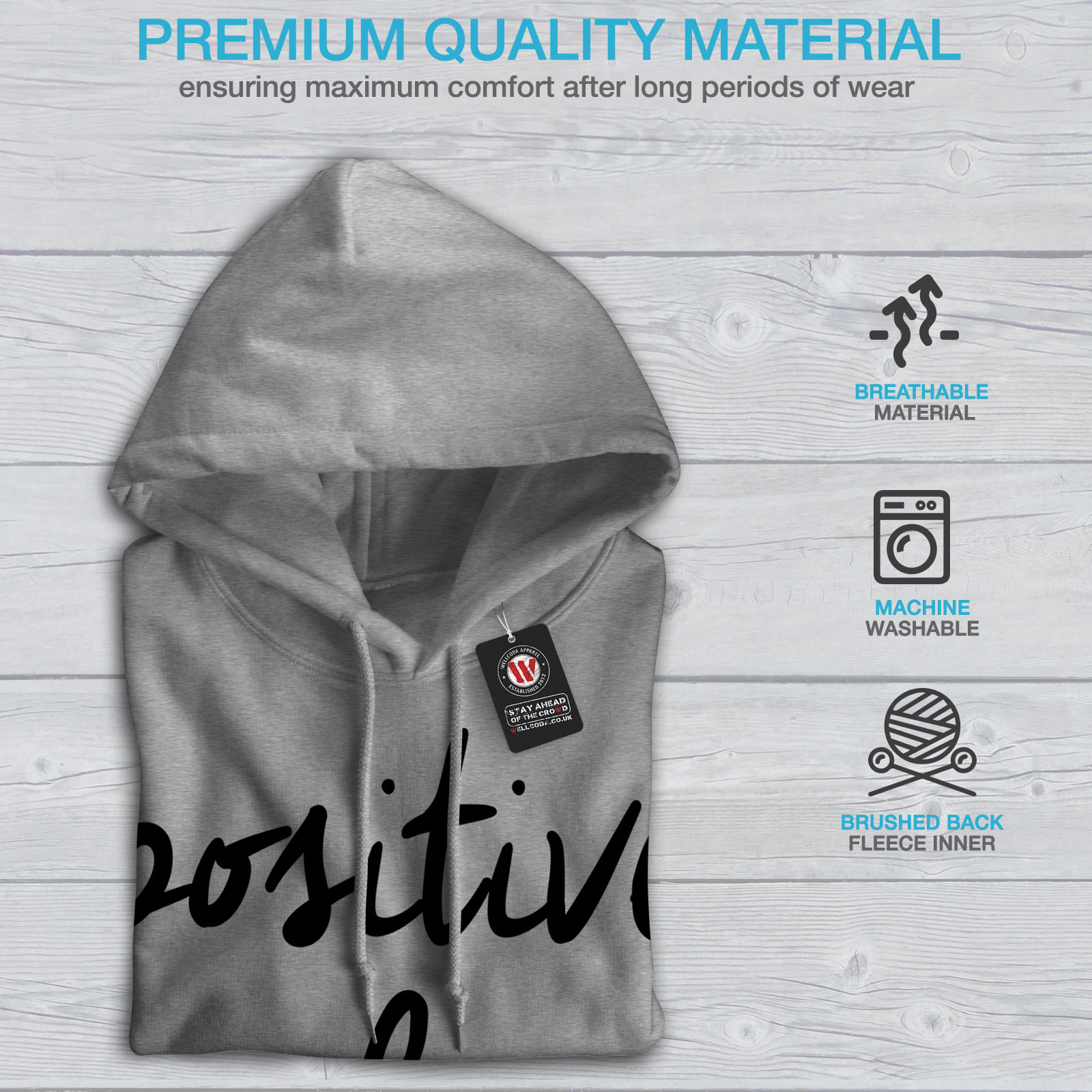 Wellcoda Positive Vibes Womens Hoodie Freedom Casual Hooded Sweatshirt