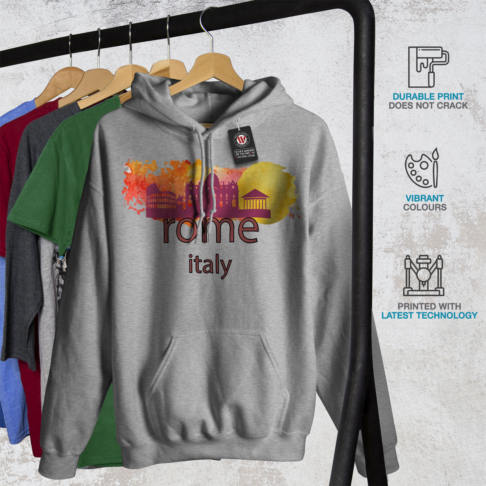 Wellcoda Rome View Womens Hoodie Tourism Casual Hooded Sweatshirt