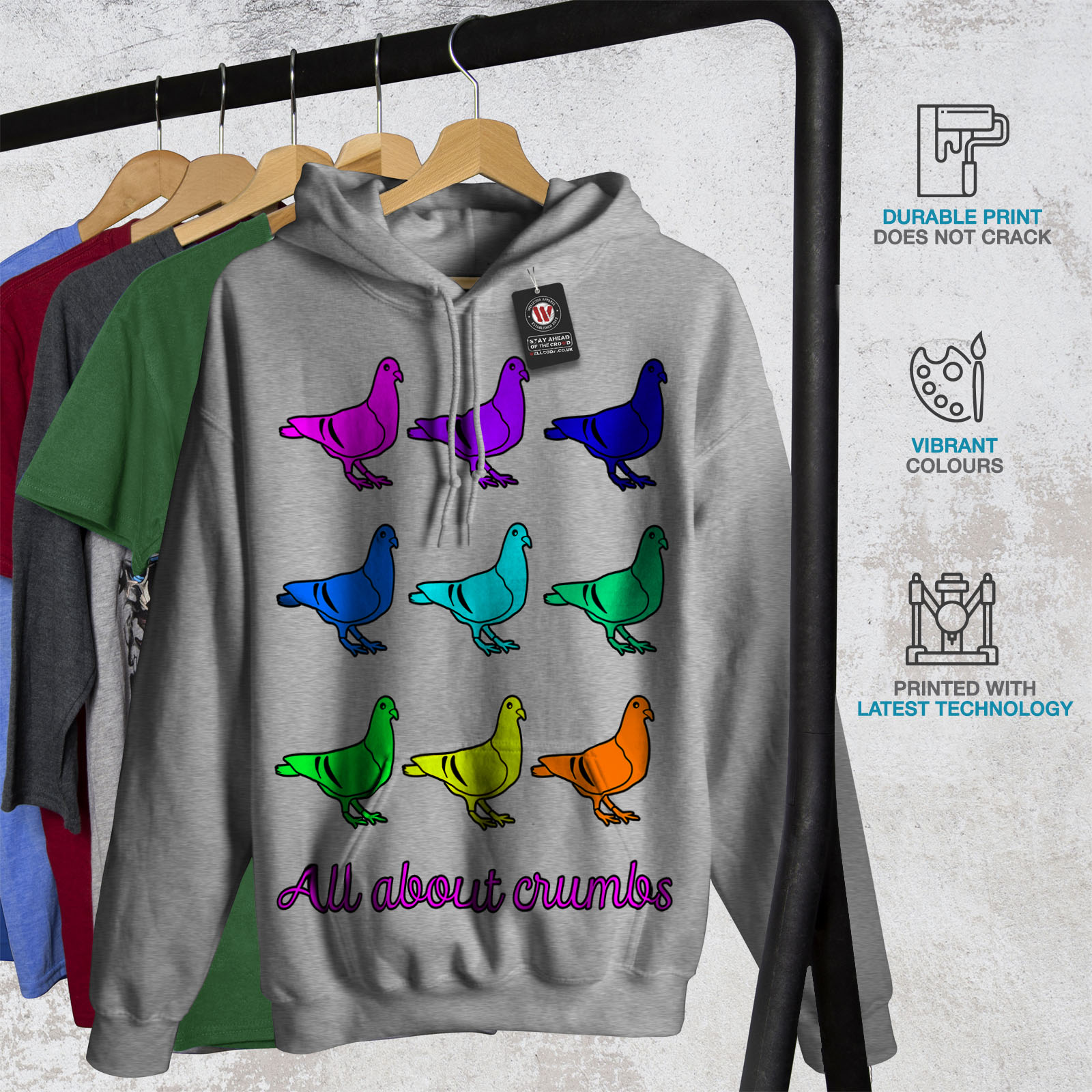 Wellcoda Funny Pun Pigeon Fashion Womens Hoodie Bird Casual Hooded Sweatshirt