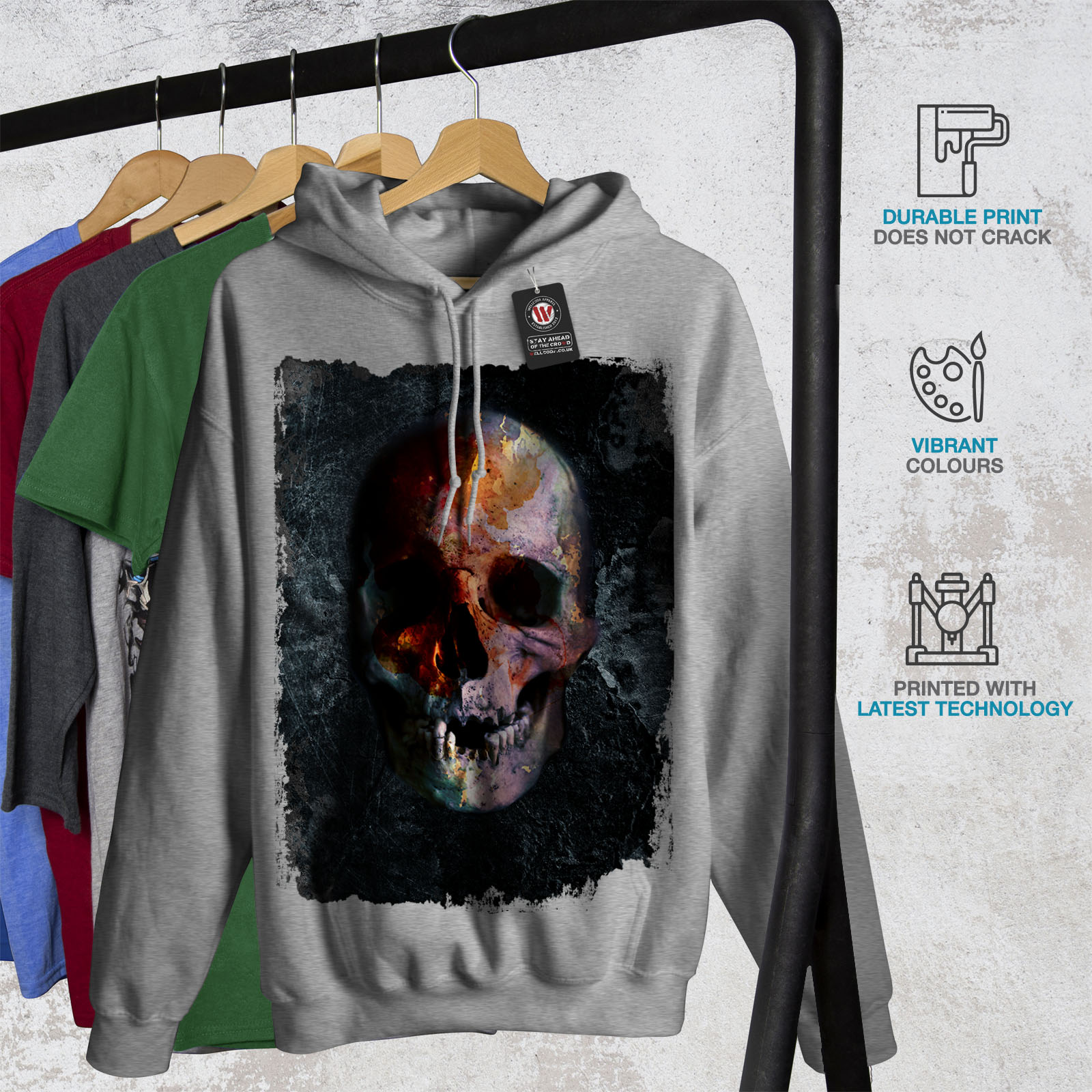 Devil Casual Hooded Sweatshirt Wellcoda Skull Head Evil Grave Womens Hoodie