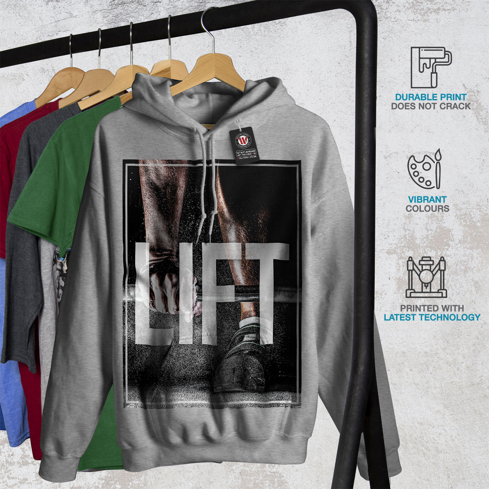 Wellcoda Lift Workout Power Womens Hoodie Muscle Casual Hooded Sweatshirt