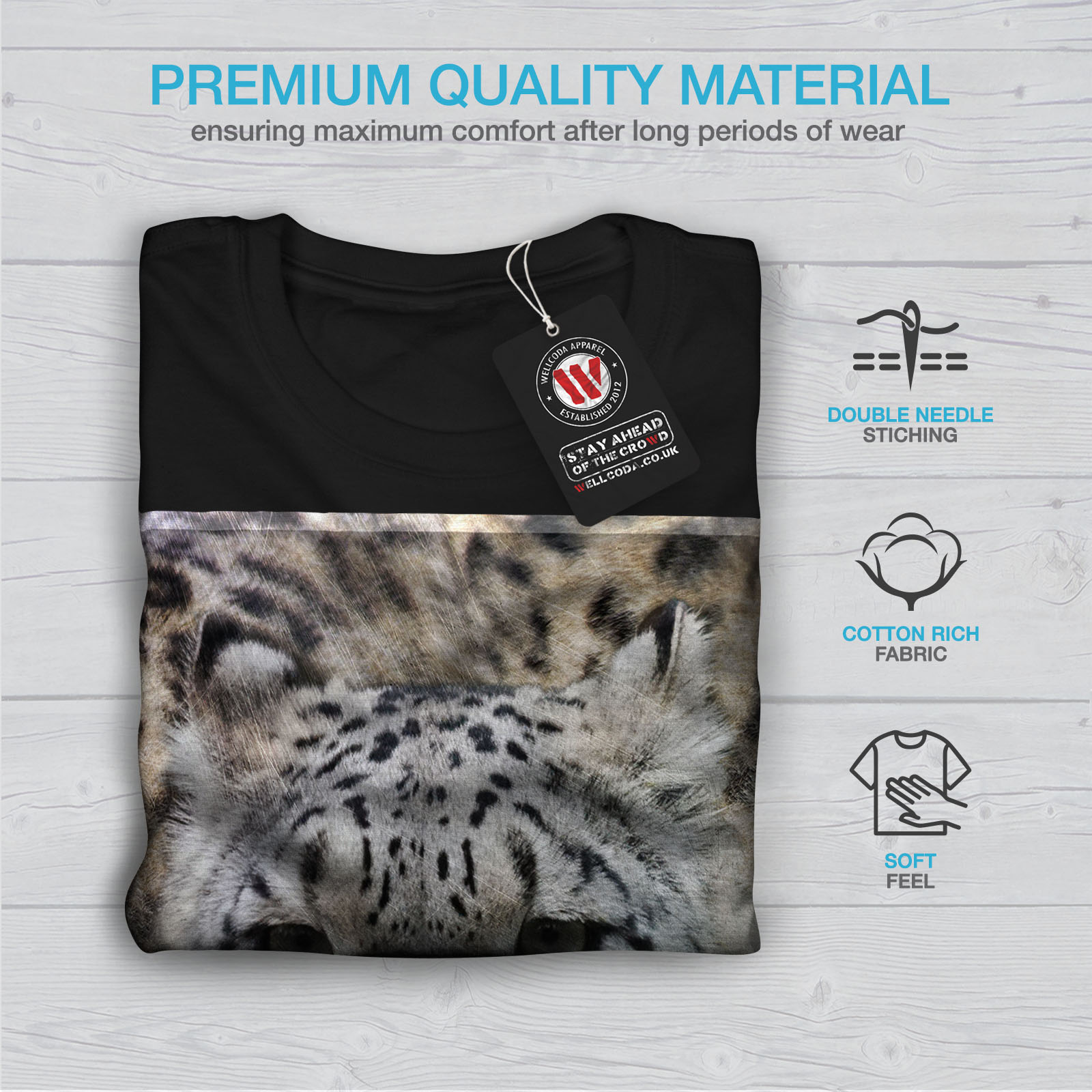 jaspeado Wellcoda Big Cat Bestia Salvaje Para Mujer T-Shirt Tee Casual de diseño impreso