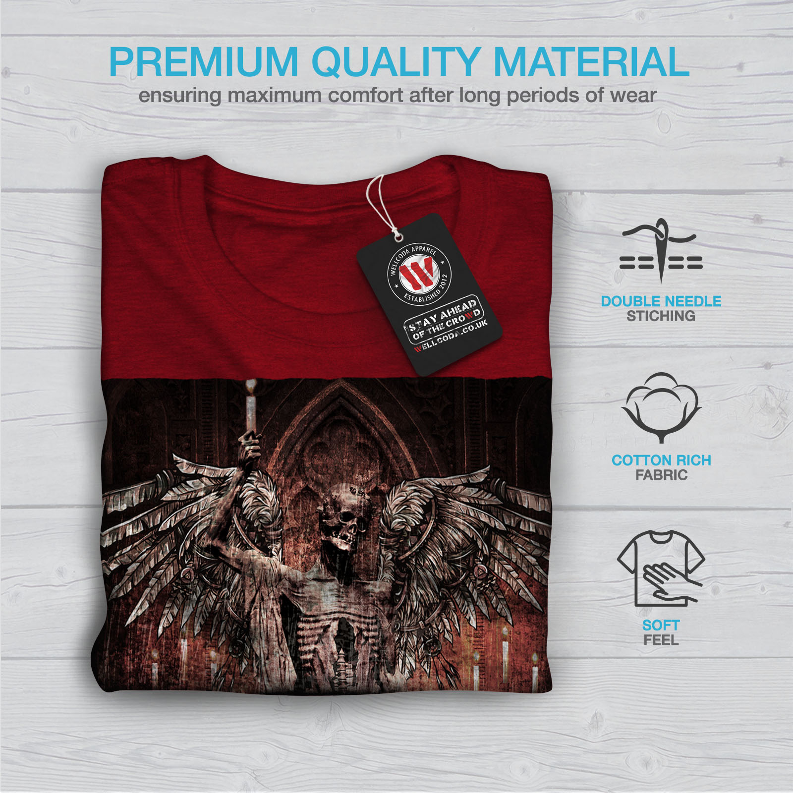 Wellcoda Angel esqueleto Rock para Mujer T-Shirt Tee Casual de diseño impreso Religión