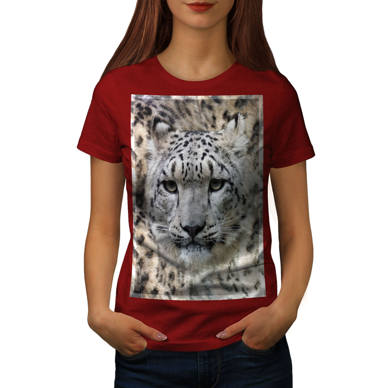 jaspeado Wellcoda Big Cat Bestia Salvaje Para Mujer T-Shirt Tee Casual de diseño impreso