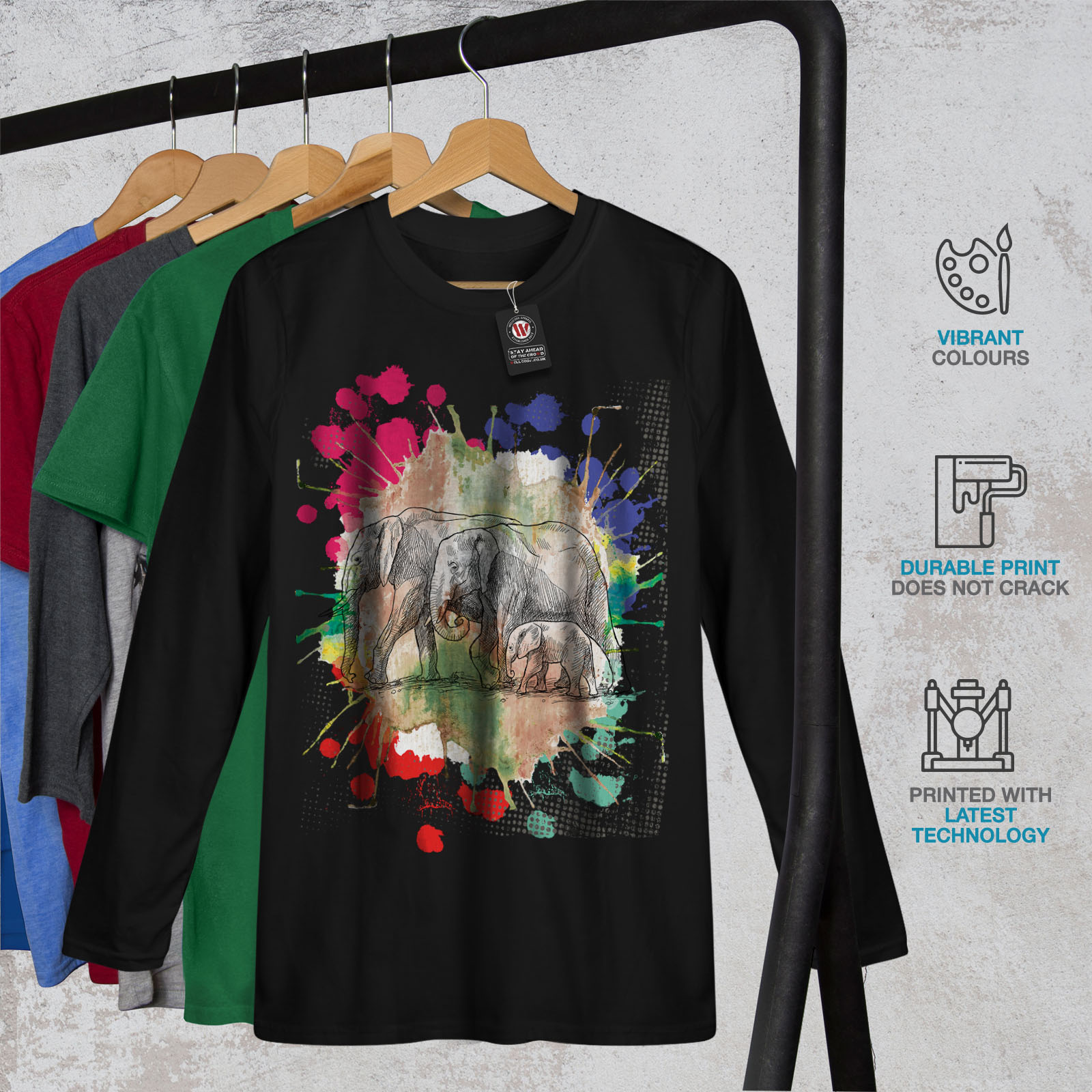 Elephant Family Women Long Sleeve T-shirt NEWWellcoda