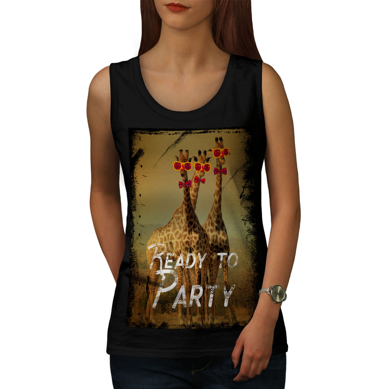 Giraffe PARTY TIME DONNA tank top NUOVAwellcoda
