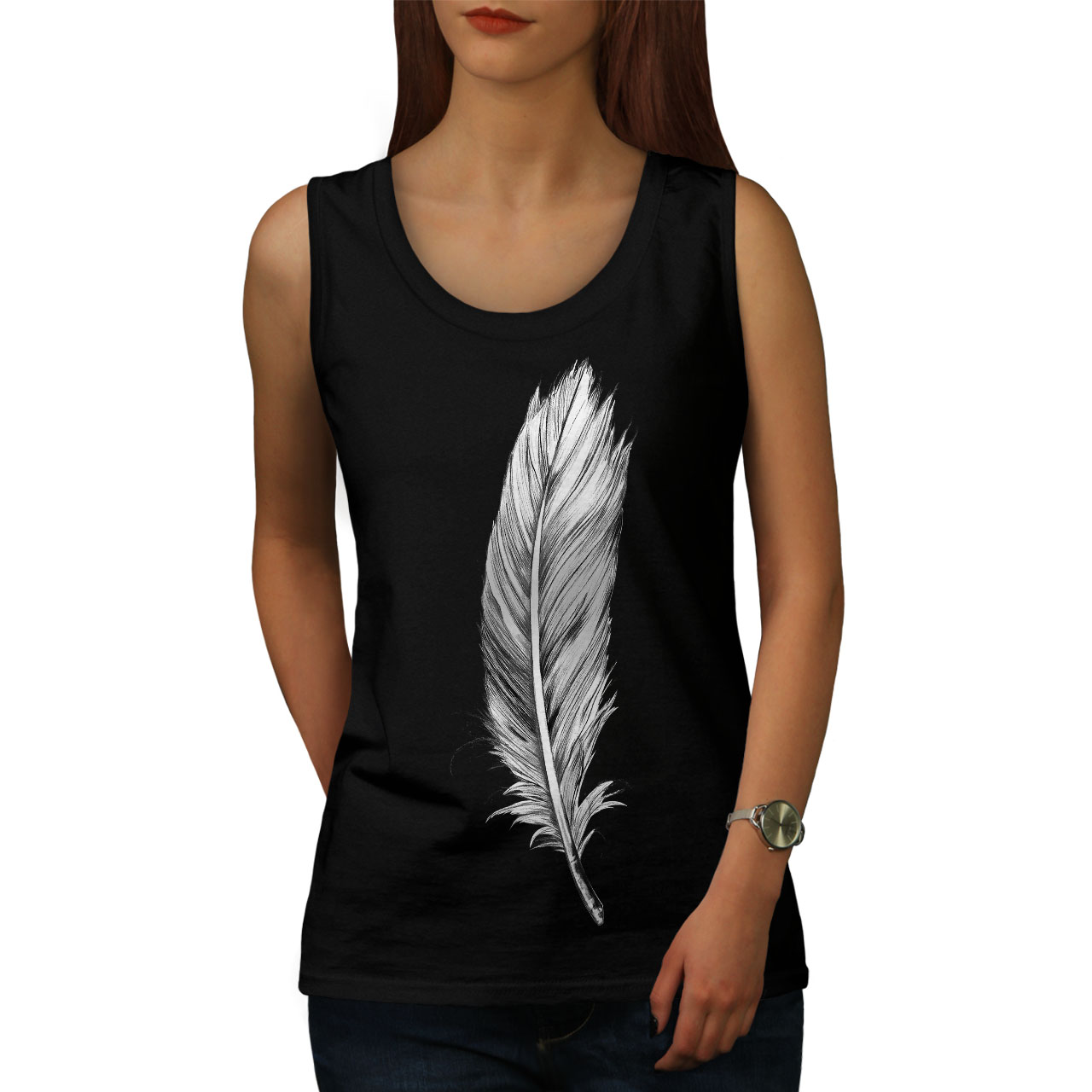Elegant Feather Women Tank Top NEWWellcoda