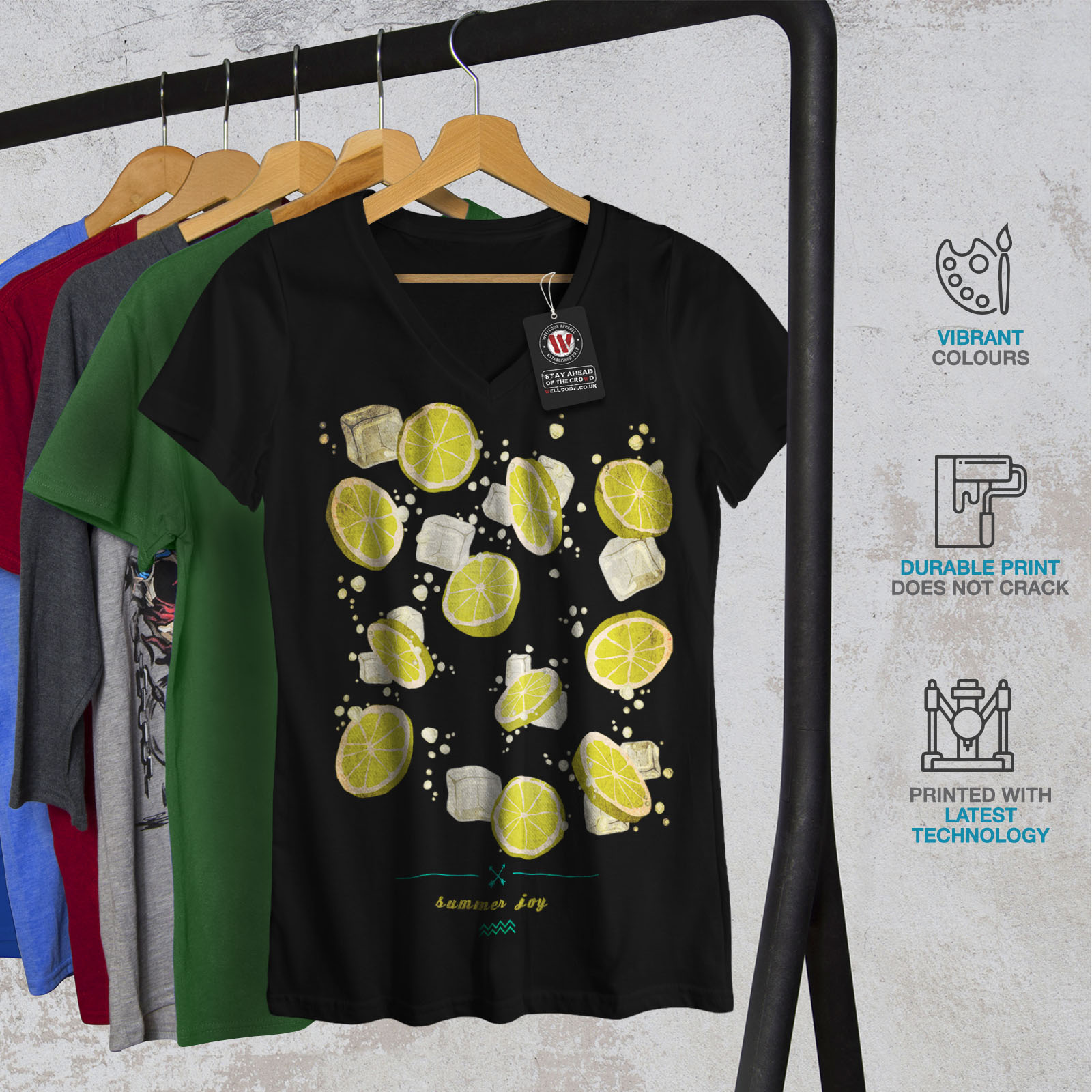 Summer Joy Citron Holiday Femmes T-Shirt col V nouveauwellcoda
