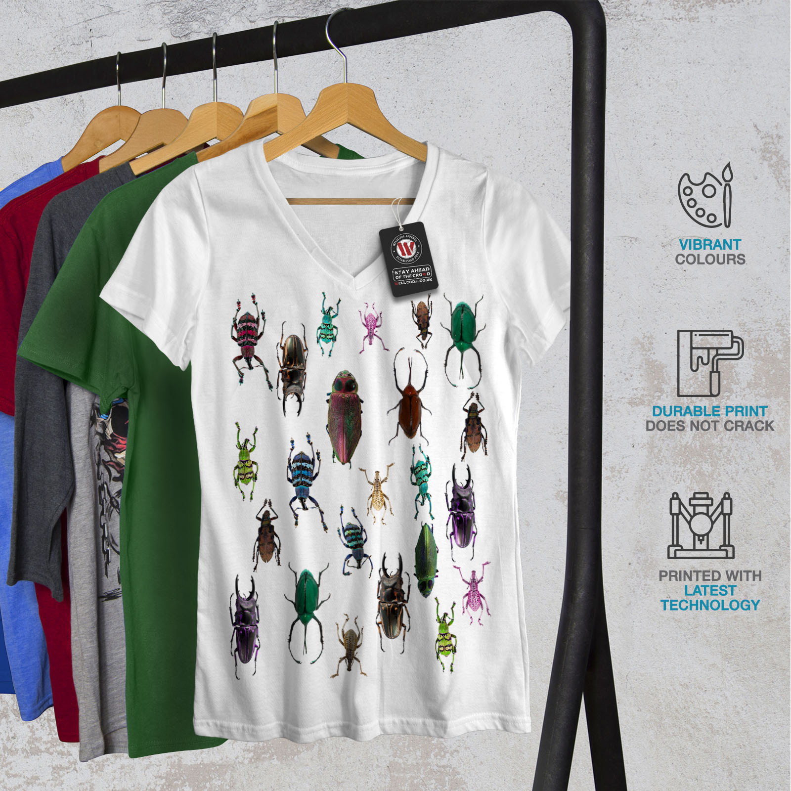 Visible Pour Femme T-Shirt col V motif design graphique Tee