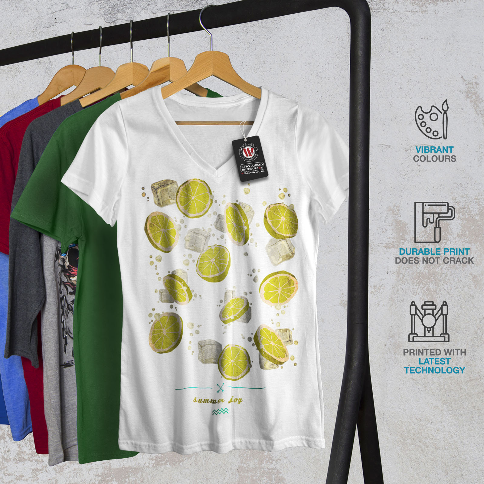 Summer Joy Citron Holiday Femmes T-Shirt col V nouveauwellcoda