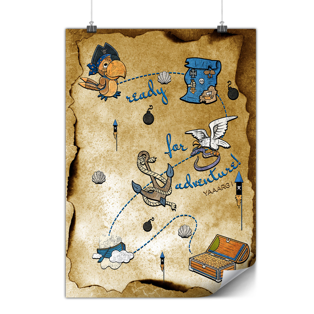 Pirate Tresure Map Matte//Glossy PosterWellcoda