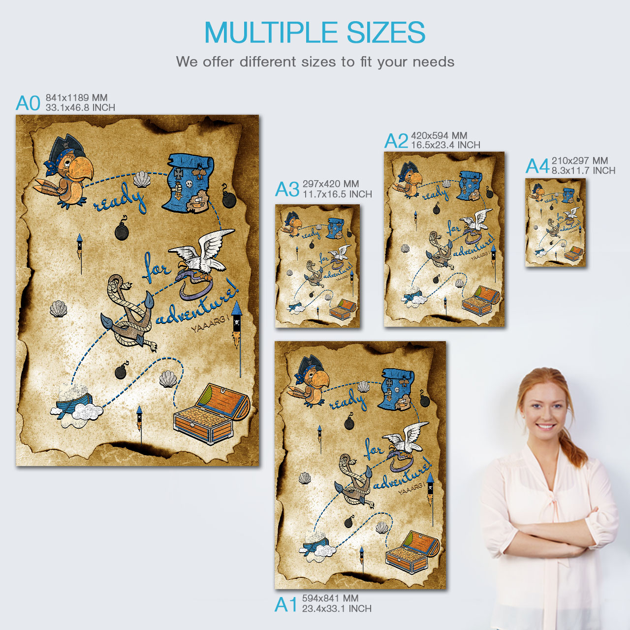 Pirate Tresure Map Matte//Glossy PosterWellcoda