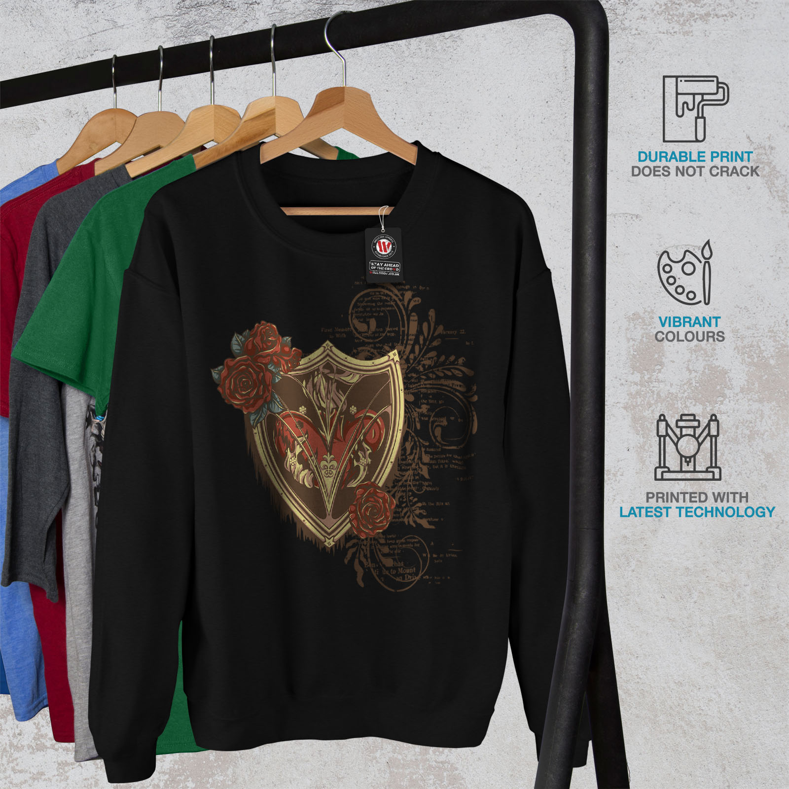 Mens Black Wellcoda Sweatshirt Casual Lust Pullover Jumper Tnx4qdwB