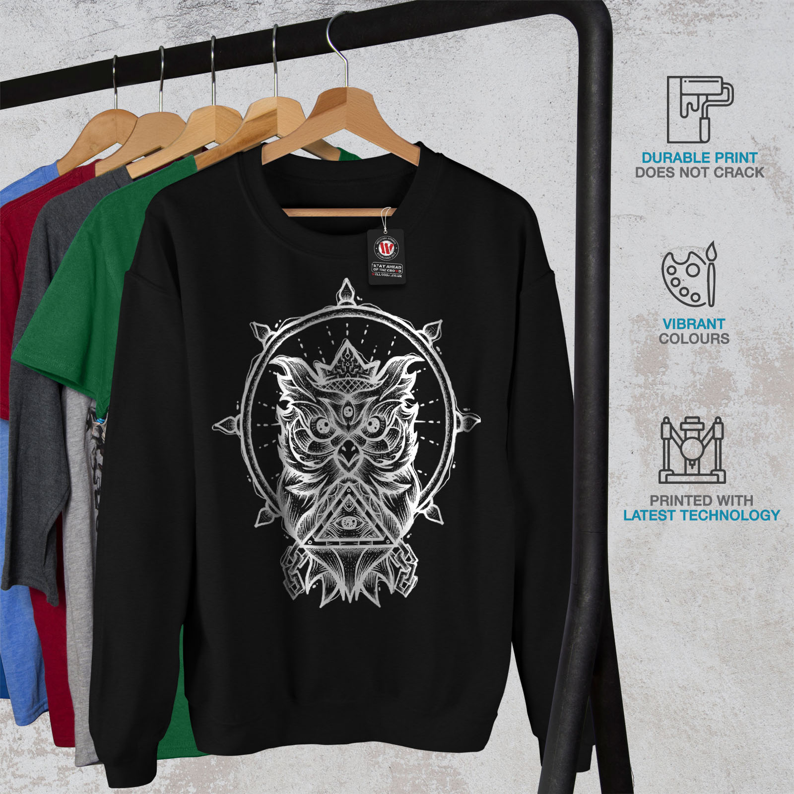 Sweatshirt Spiritual Owl Men New Black Fashion xvwSO0U