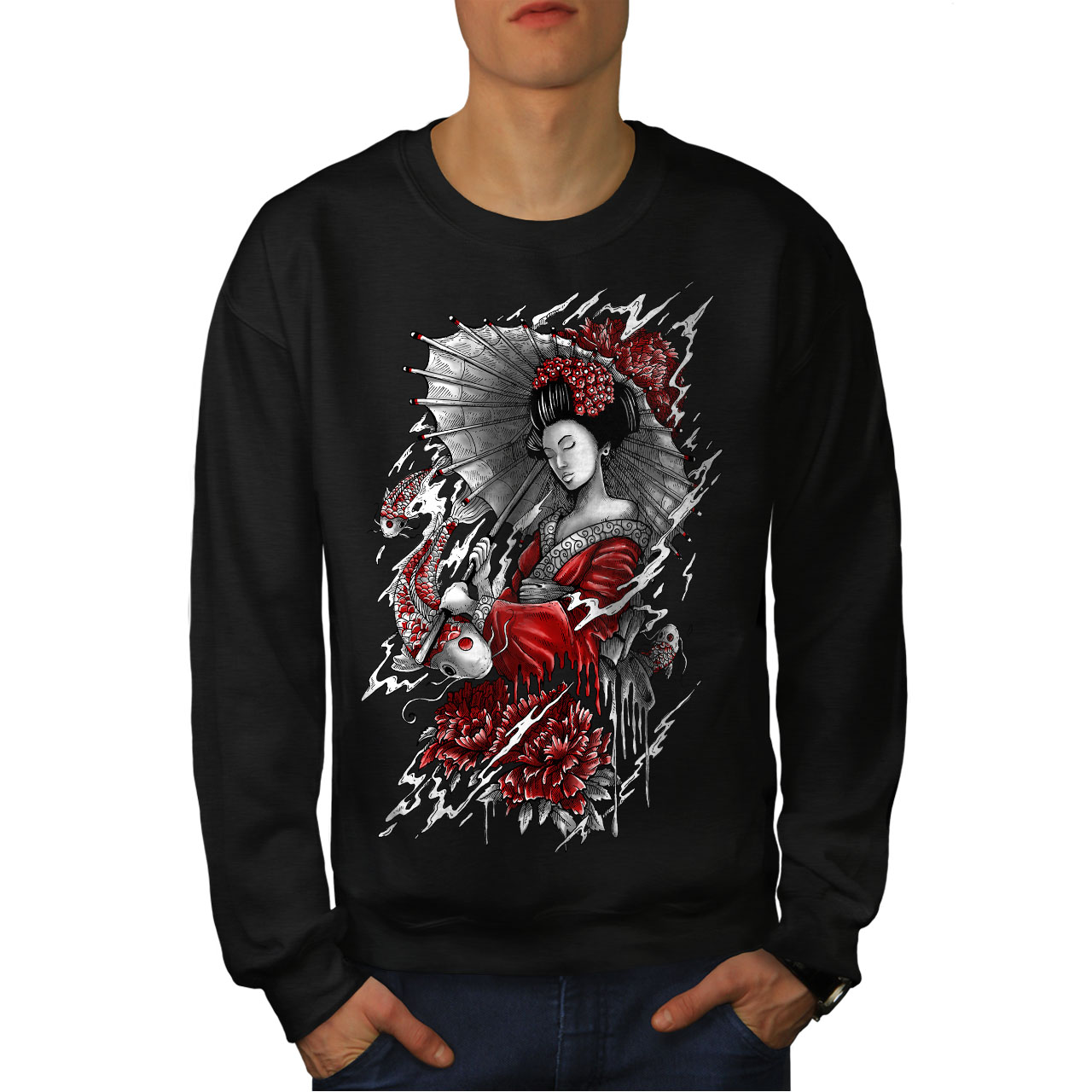 Geisha Japan Art Fantasy Men Sweatshirt NEWWellcoda