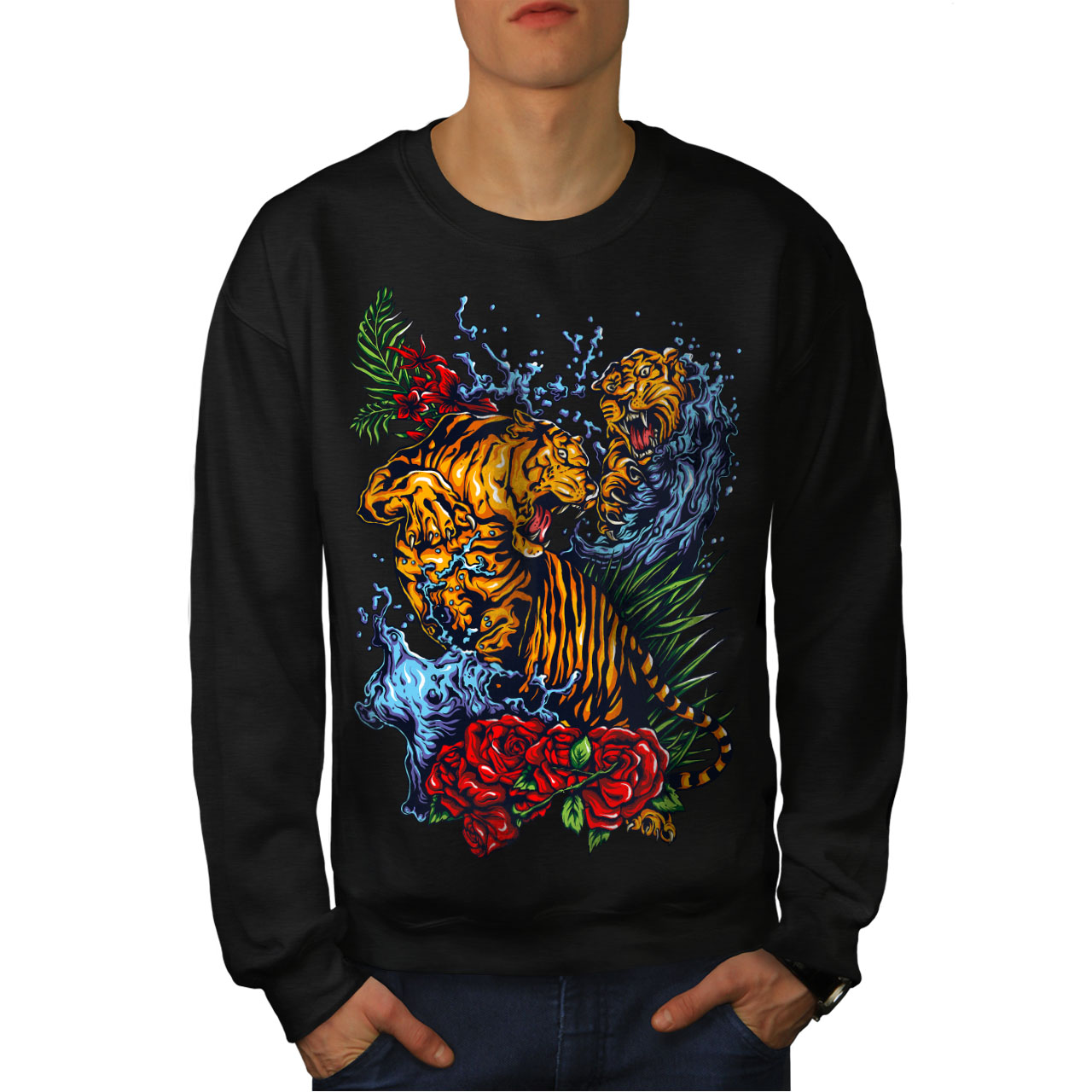 Sweat Tigre Nouveau Noir Sauvage Homme rzqwx0r