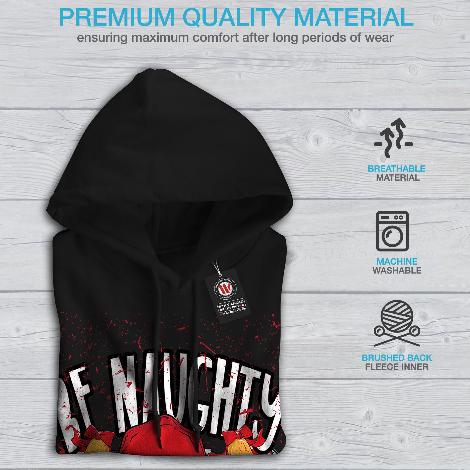 Felpa Felpa Wellcoda Mens Casual nera cappuccio New con 4w4Iqrd