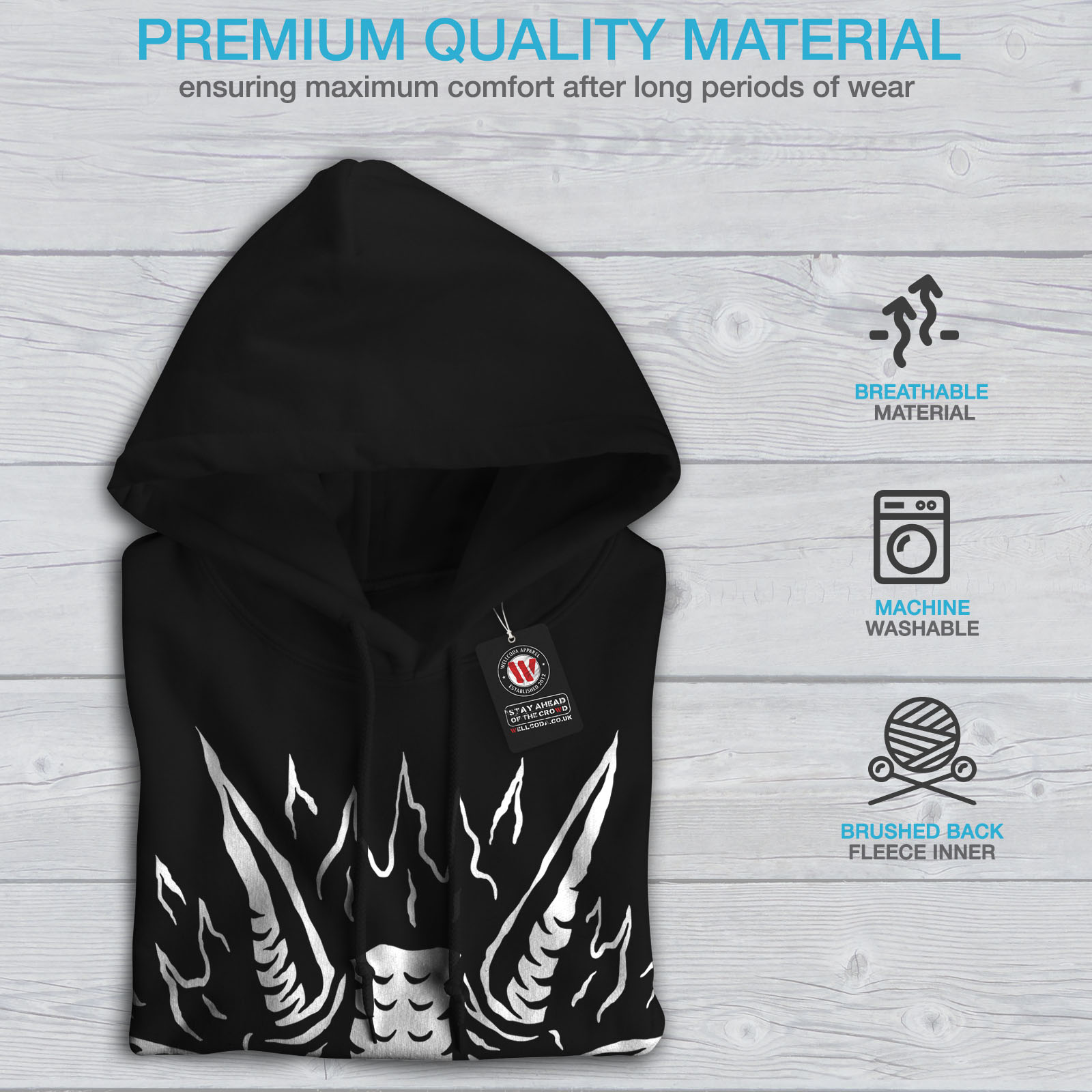 Felpa Wellcoda Felpa Casual Mens con New nera cappuccio rrqwTSa