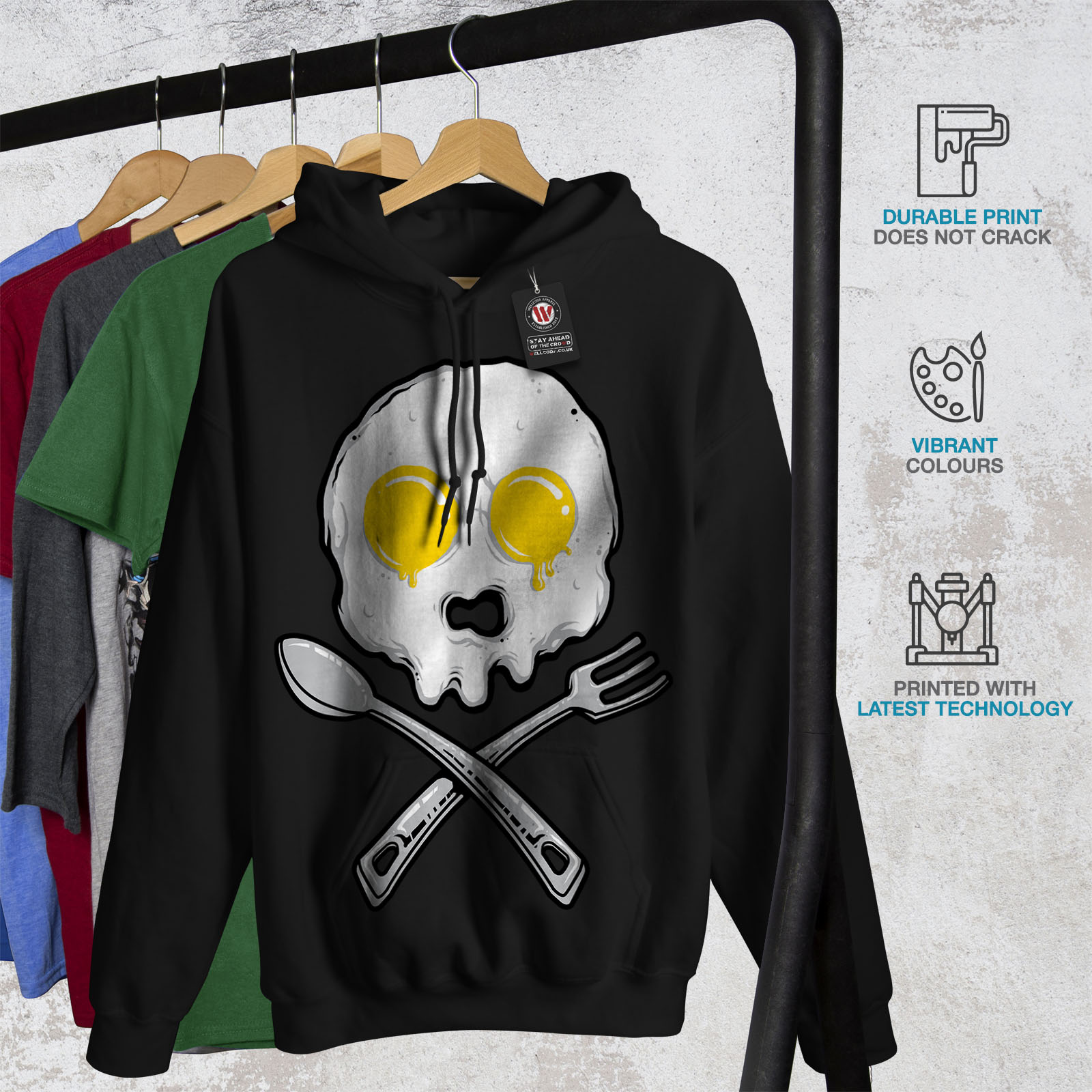 con cappuccio casual con Felpa New Felpa nera cappuccio Mens con Wellcoda cappuccio vnqxvTZ