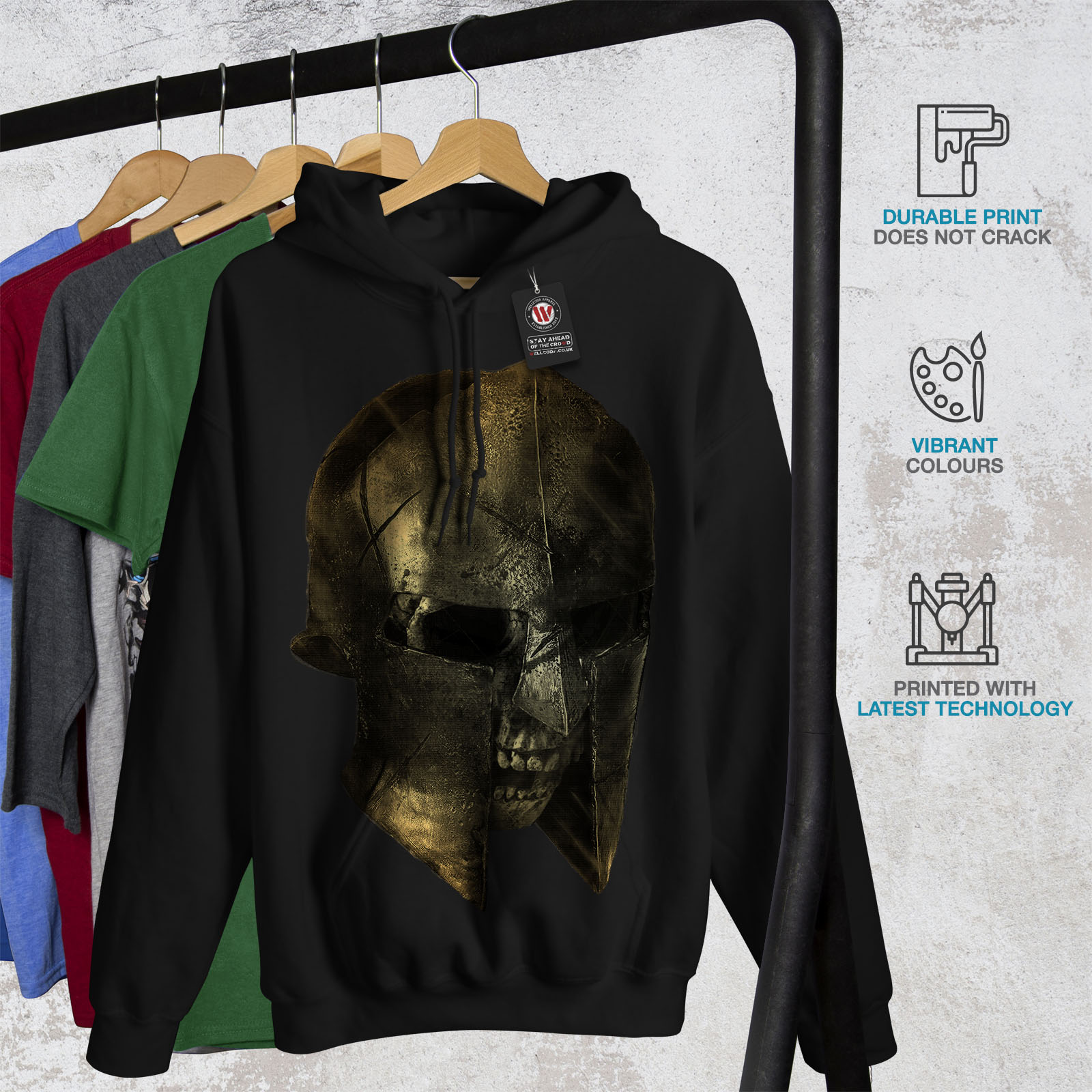 Mens nera combattimento cappuccio New Felpa da Wellcoda con casual Felpa con cappuccio vI7fAqyPf