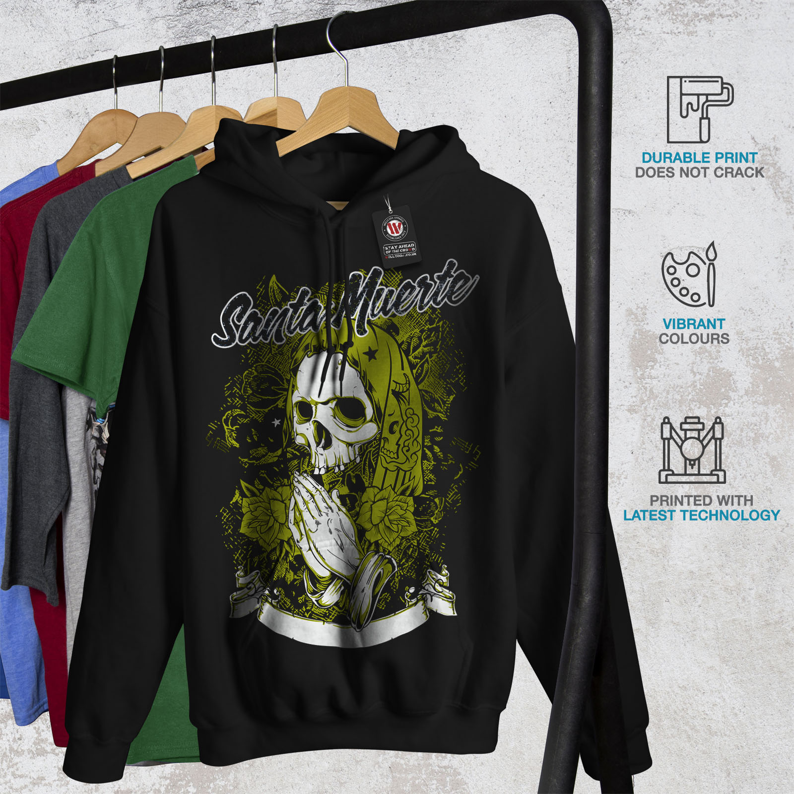 New Mens Wellcoda cappuccio nera Felpa con con casual Felpa casual cappuccio wtInFFRqx7