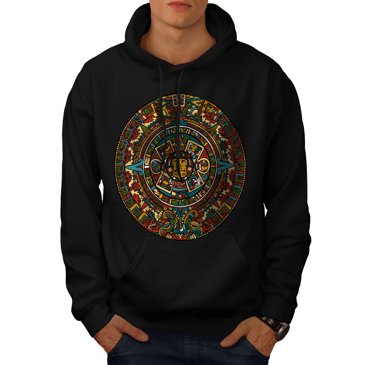Wellcoda Aztec Traditional Mens Hoodie, China Casual Hooded Sweatshirt ...