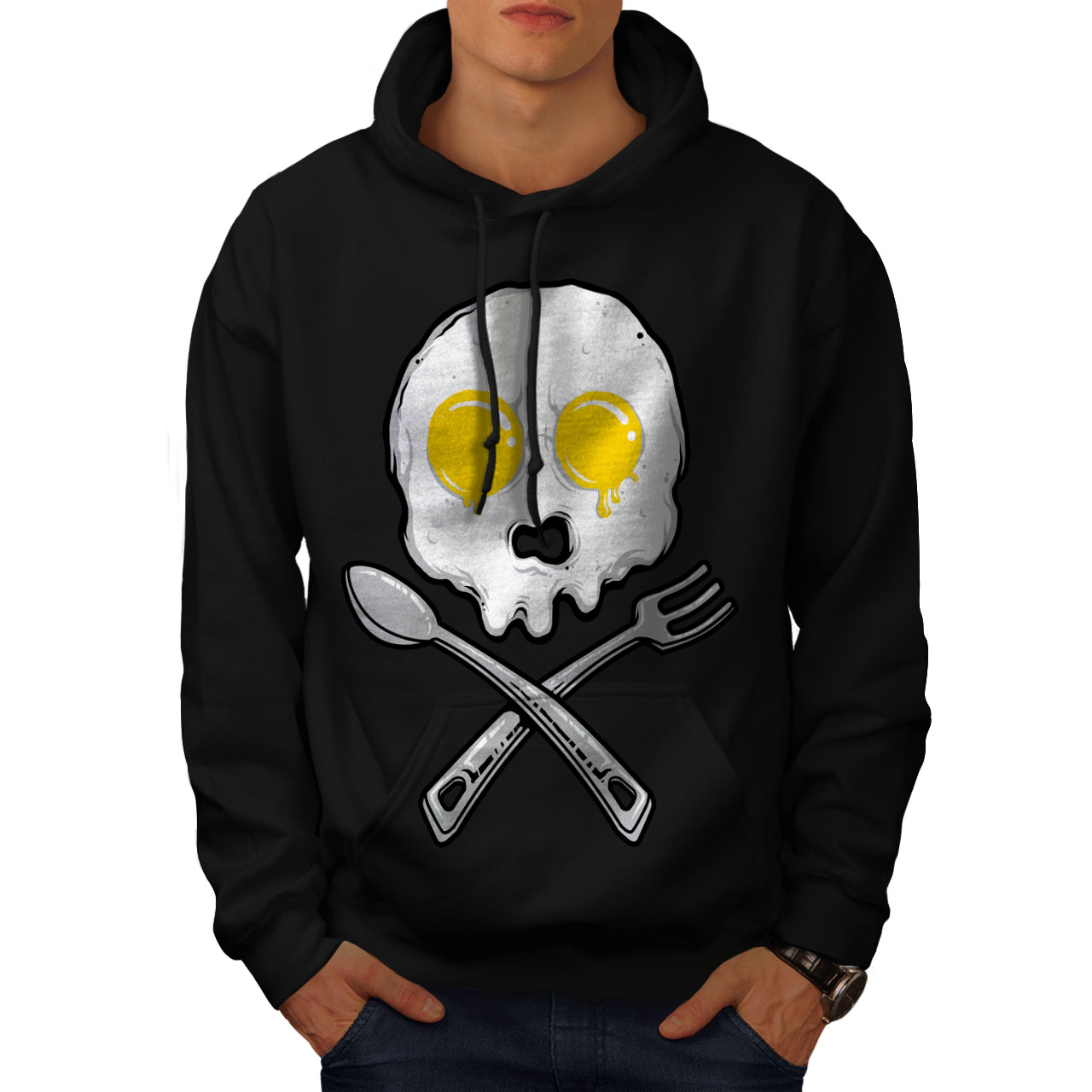 con cappuccio casual con Felpa New Felpa nera cappuccio Mens con Wellcoda cappuccio vnqxvTZ