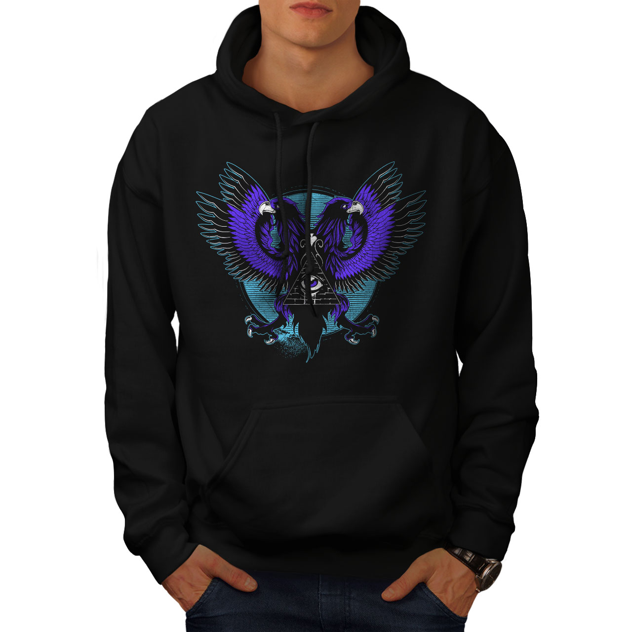 wellcoda Eagle Triangle Mens Sweatshirt Triangle Casual Jumper