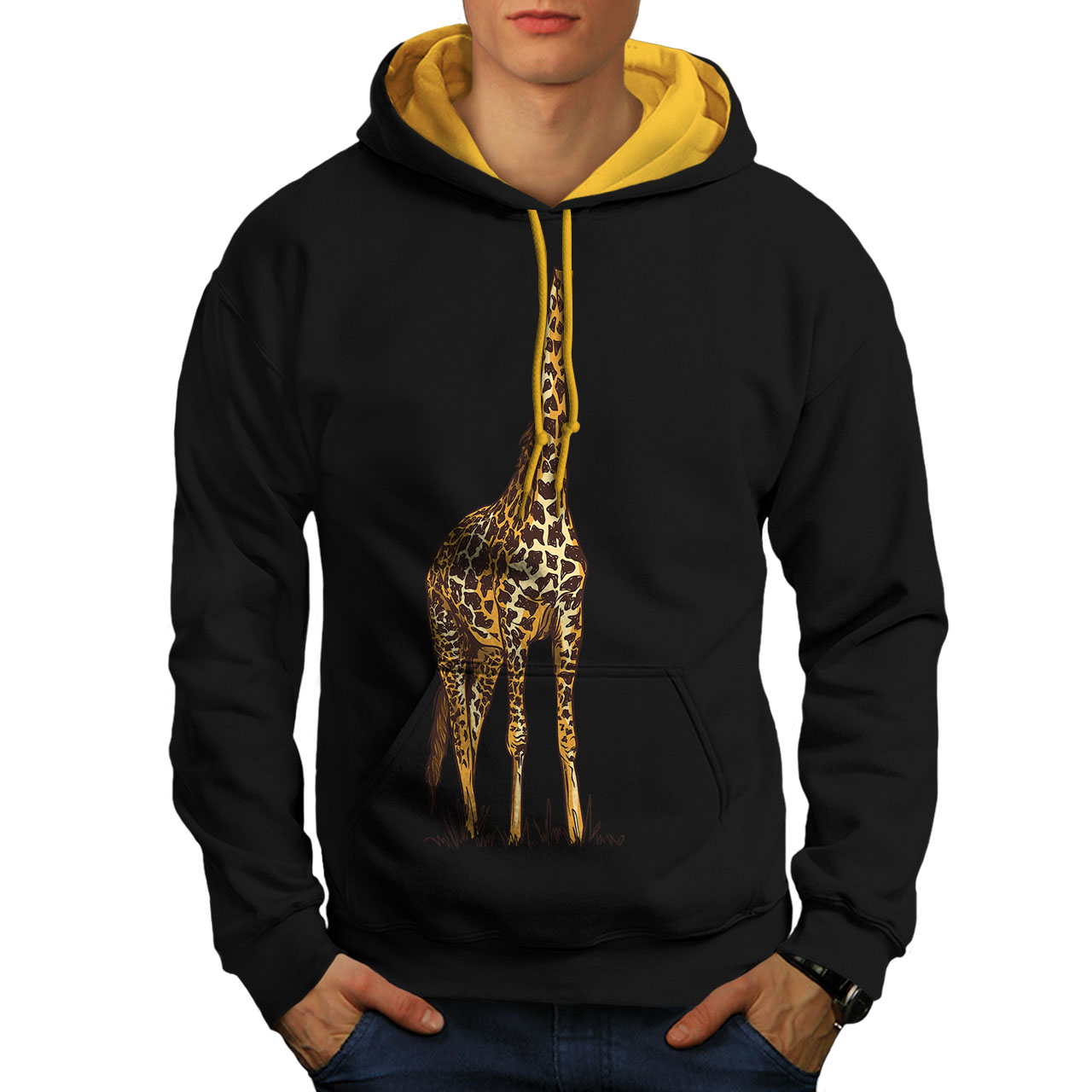 wellcoda Funny Tall Giraffe Human Mens Sweatshirt Casual Jumper