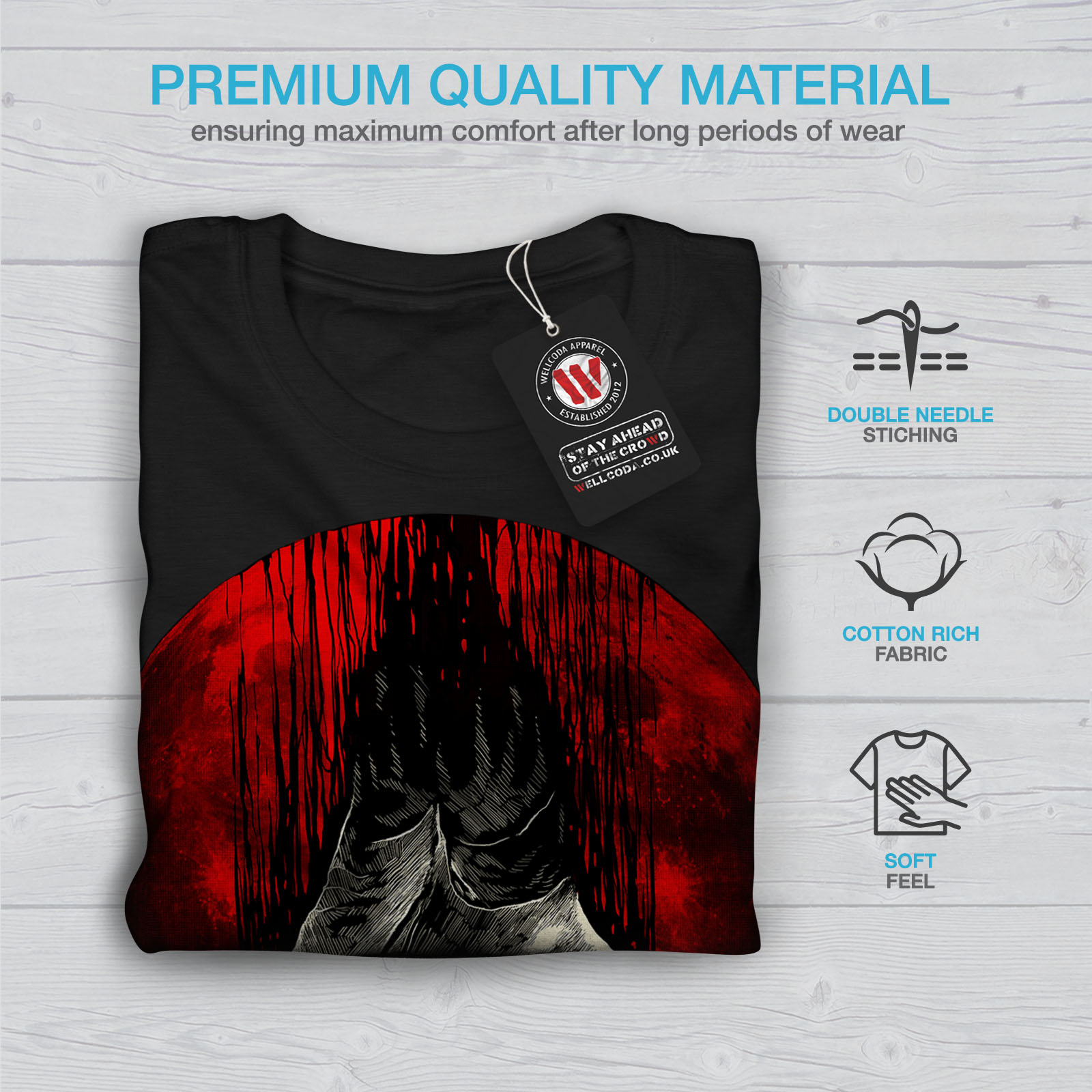 Wellcoda Blood Moon Vampire Mens T-shirt, Bat Graphic Design Printed ...
