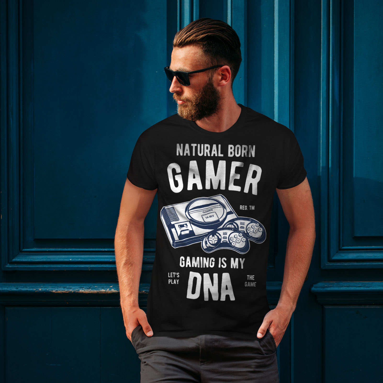 Wellcoda Natural Born Gamer Mens T-shirt, My DNA Graphic Design Printed ...