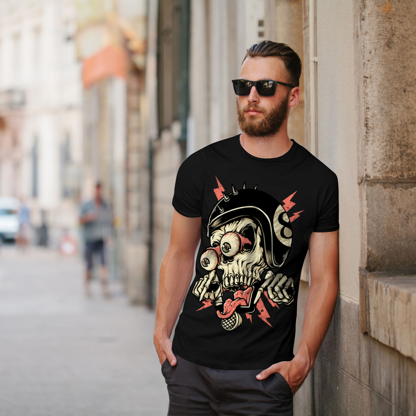 Biker Motif Graphique Imprimé Tee Wellcoda métal Méchant Crâne T-shirt Homme