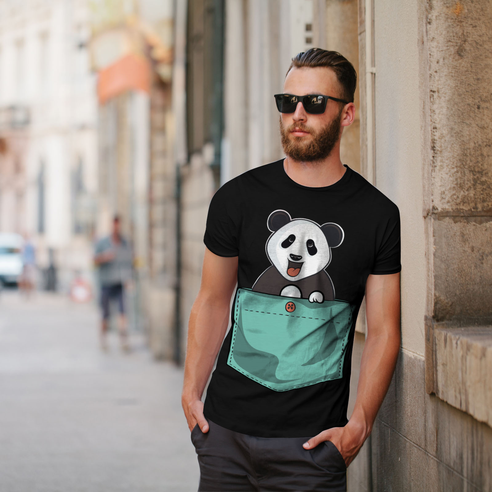 panda pocket t shirt