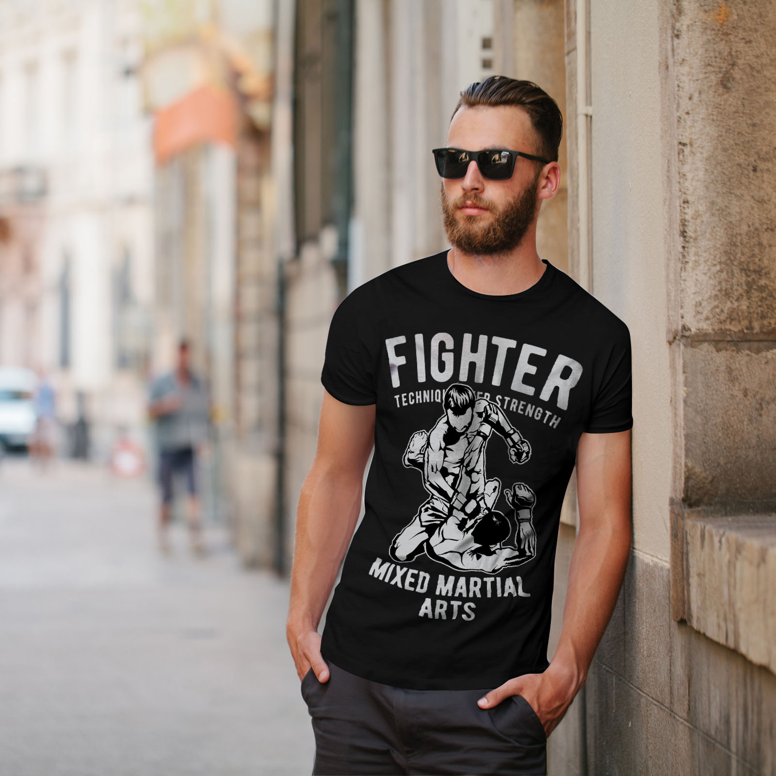 Wellcoda Fighter Martial Art Mens T-shirt, MMA Graphic Design Printed ...
