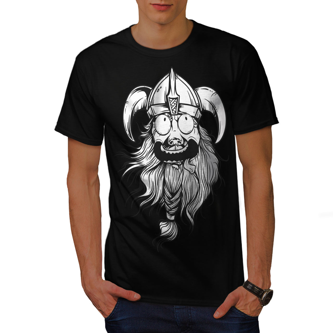 Wellcoda Crazy North Joke Mens T-shirt Nordic Graphic Design Printed Tee 
