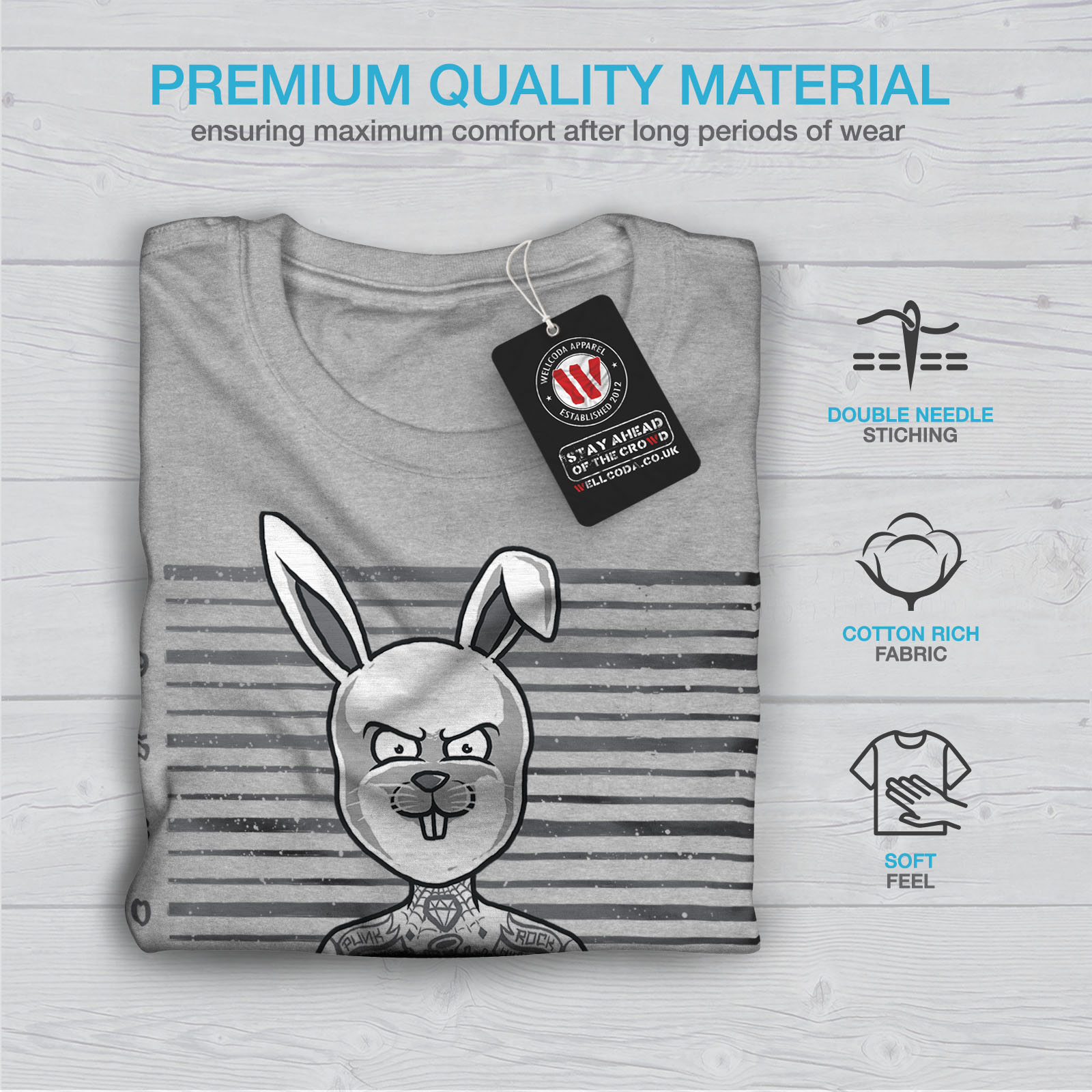 Bad Criminal Graphic Design Printed Tee Wellcoda Funny Bunny Mens T-shirt 