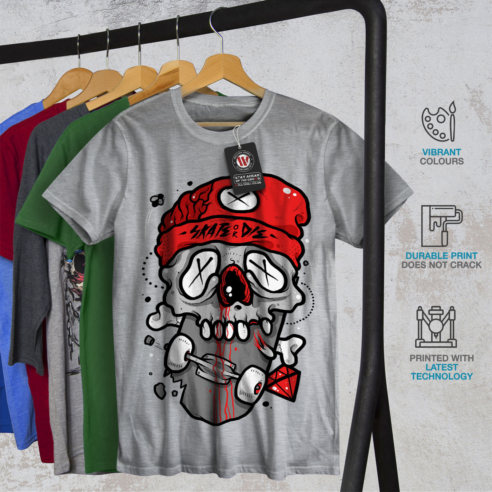 Wellcoda Skate Or Die Sport Mens T-shirt, Skateboard Graphic Design ...