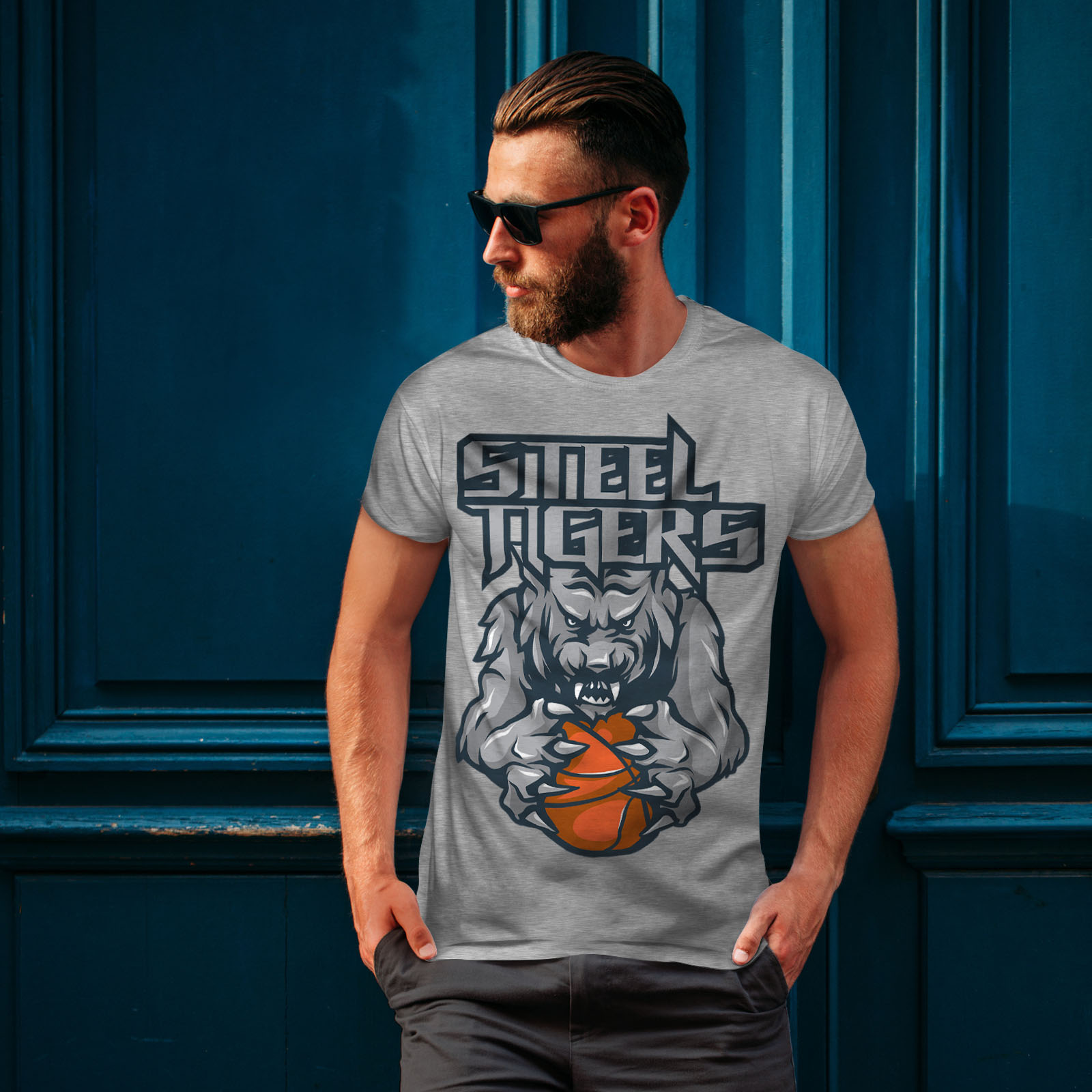 Details about   Wellcoda Tiger Basketball Mens T-shirt Basketball Graphic Design Printed Tee