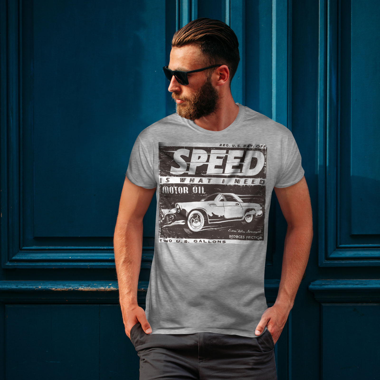Wellcoda Vintage Racing Speed Car Mens Tshirt, Auto Graphic Design
