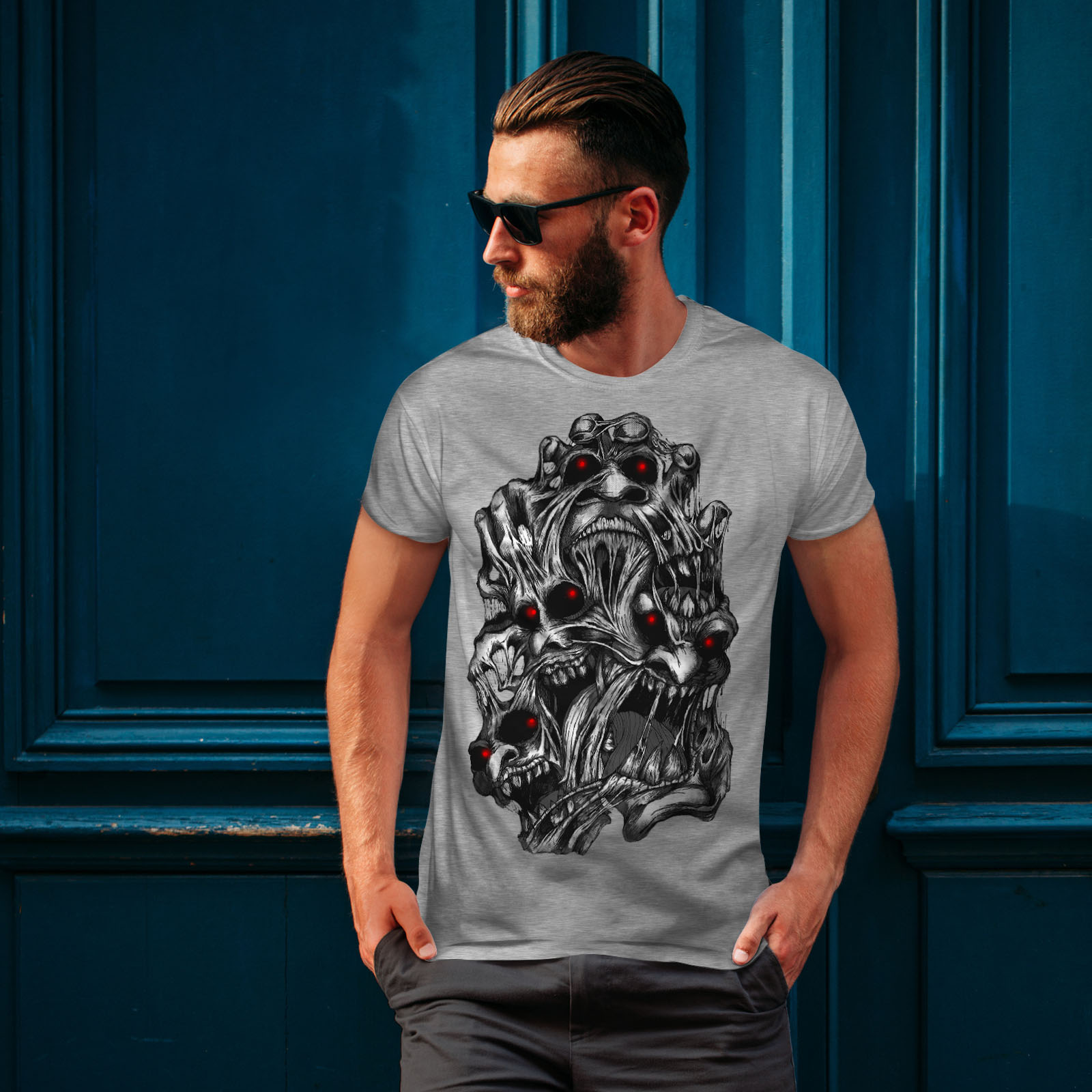 Wellcoda Evil Face Satan Horror Mens T-shirt, Graphic Design Printed ...