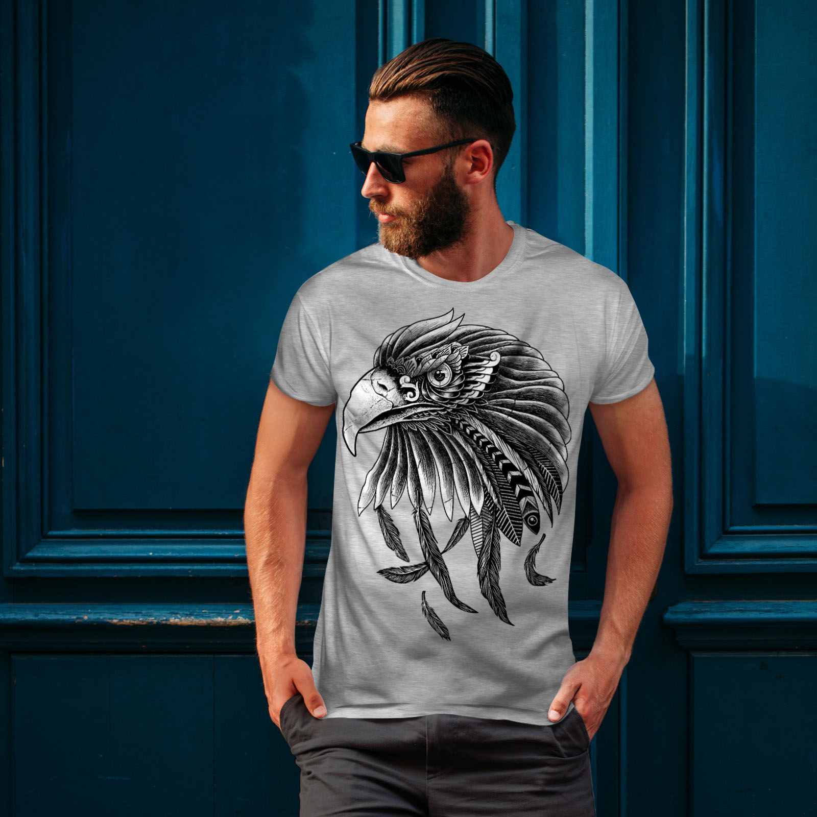 Black&White Graphic Design Printed Tee Wellcoda Lemur Head Theme Mens T-shirt 