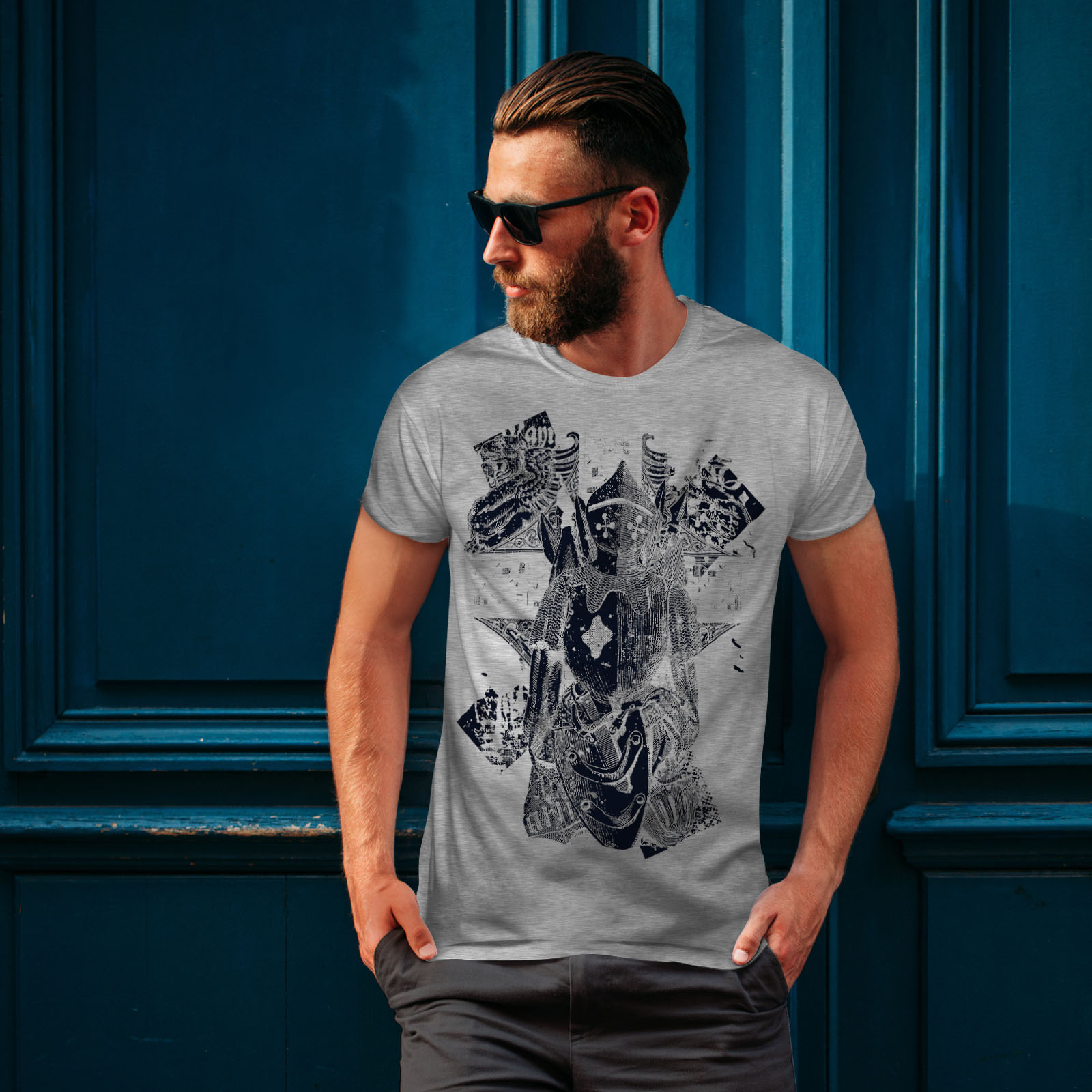 Wellcoda Knight Warrior Mens T-shirt, Medieval Graphic Design Printed ...