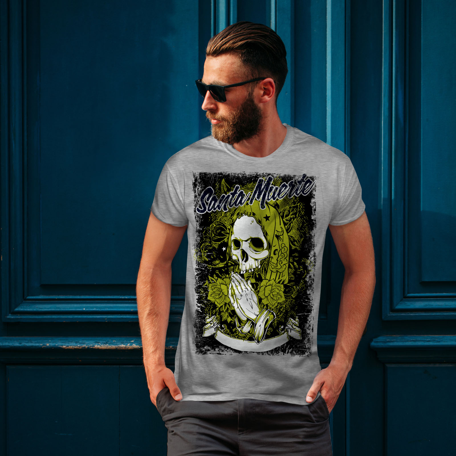 Death Graphic Design Printed Tee Wellcoda Santa Muerte Skull Mens T-shirt 