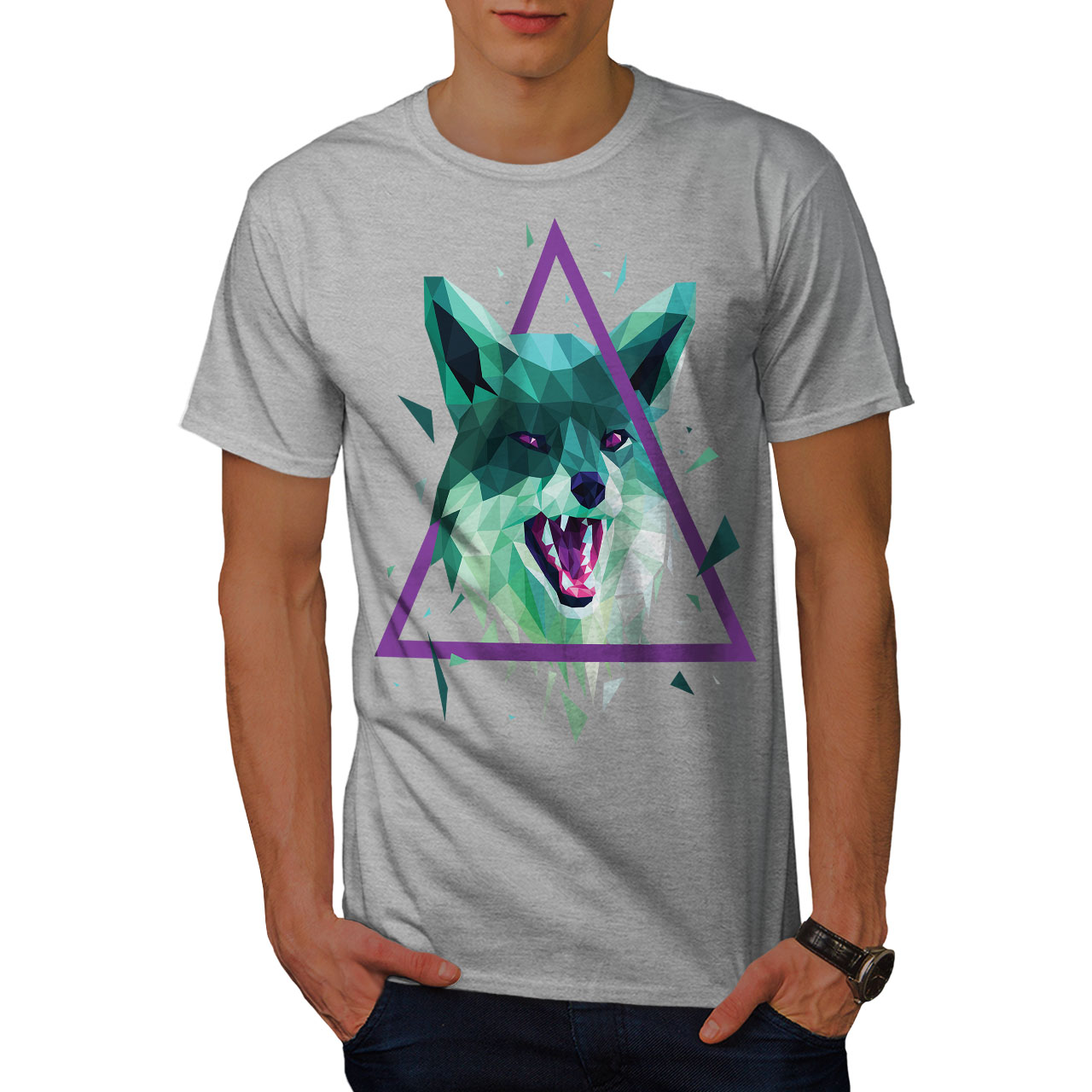 Head Graphic Design Printed Tee Wellcoda Wolf Freak Mens T-shirt