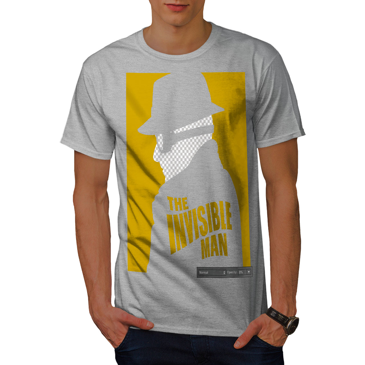 Wellcoda Hombre Invisible Moda para Hombre de Manga Larga T-Shirt diseño gráfico de película