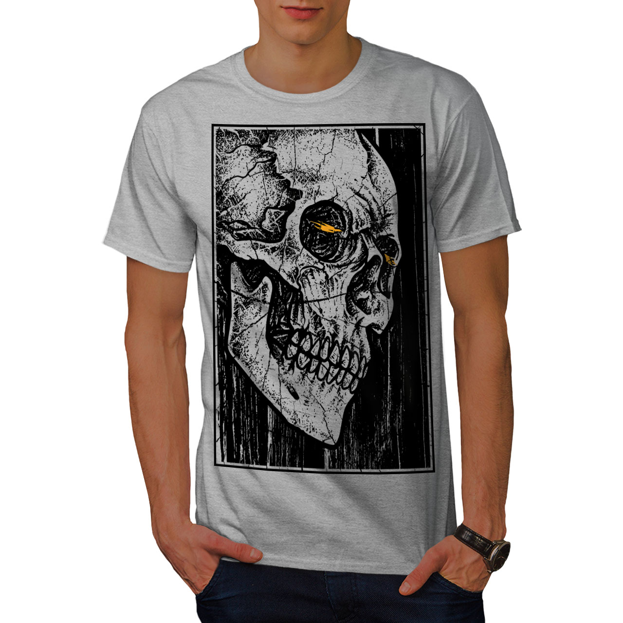 Wellcoda Death Look Cool Skull Mens T-shirt, Graphic Design Printed Tee ...
